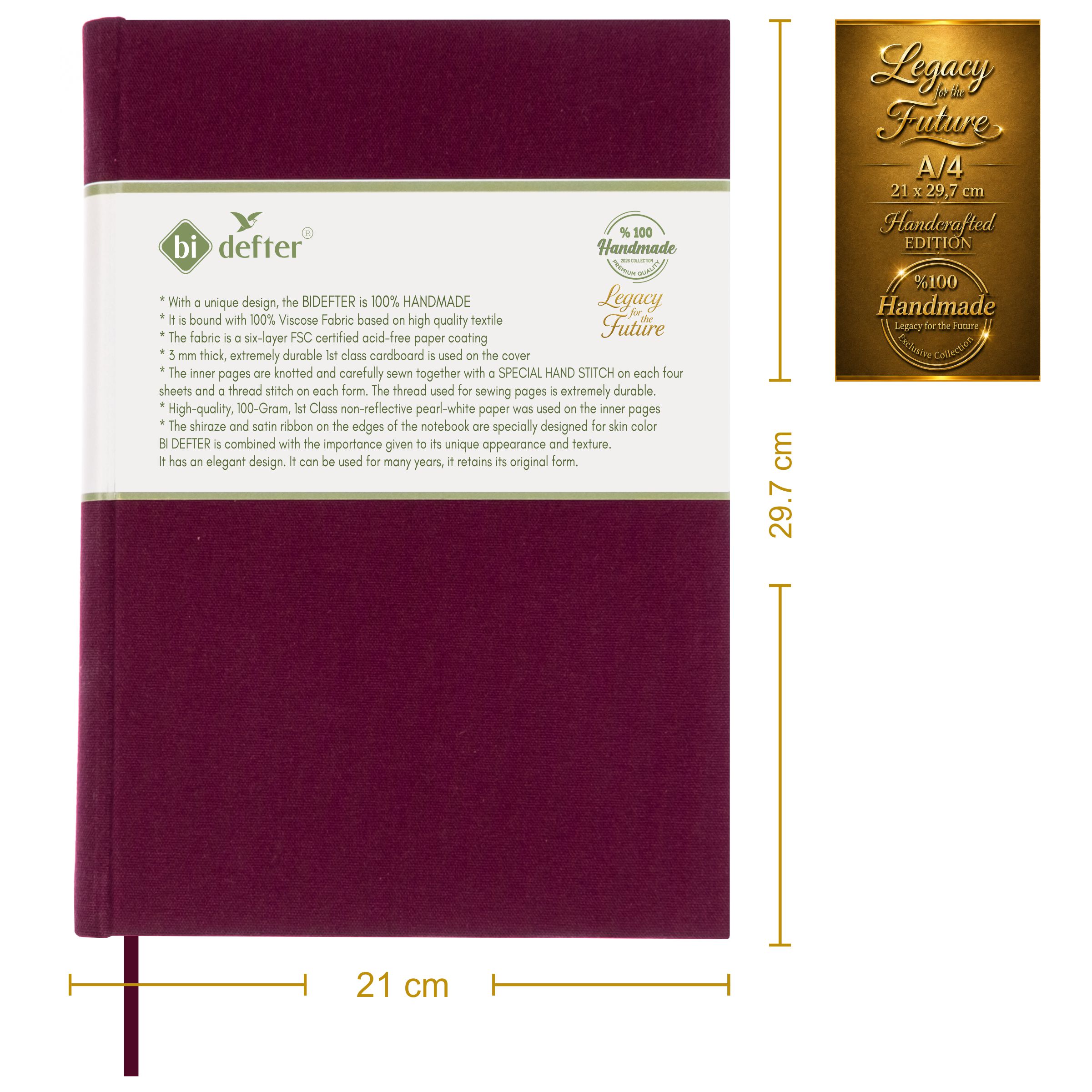 Çizgisiz Defter – (A/4) Viskon Kumaş Ciltleme