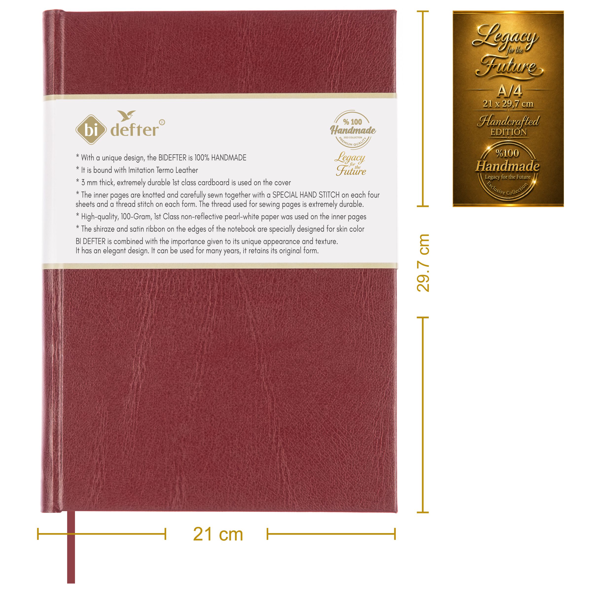 Çizgisiz Defter – (A/4) Termo Deri Ciltli