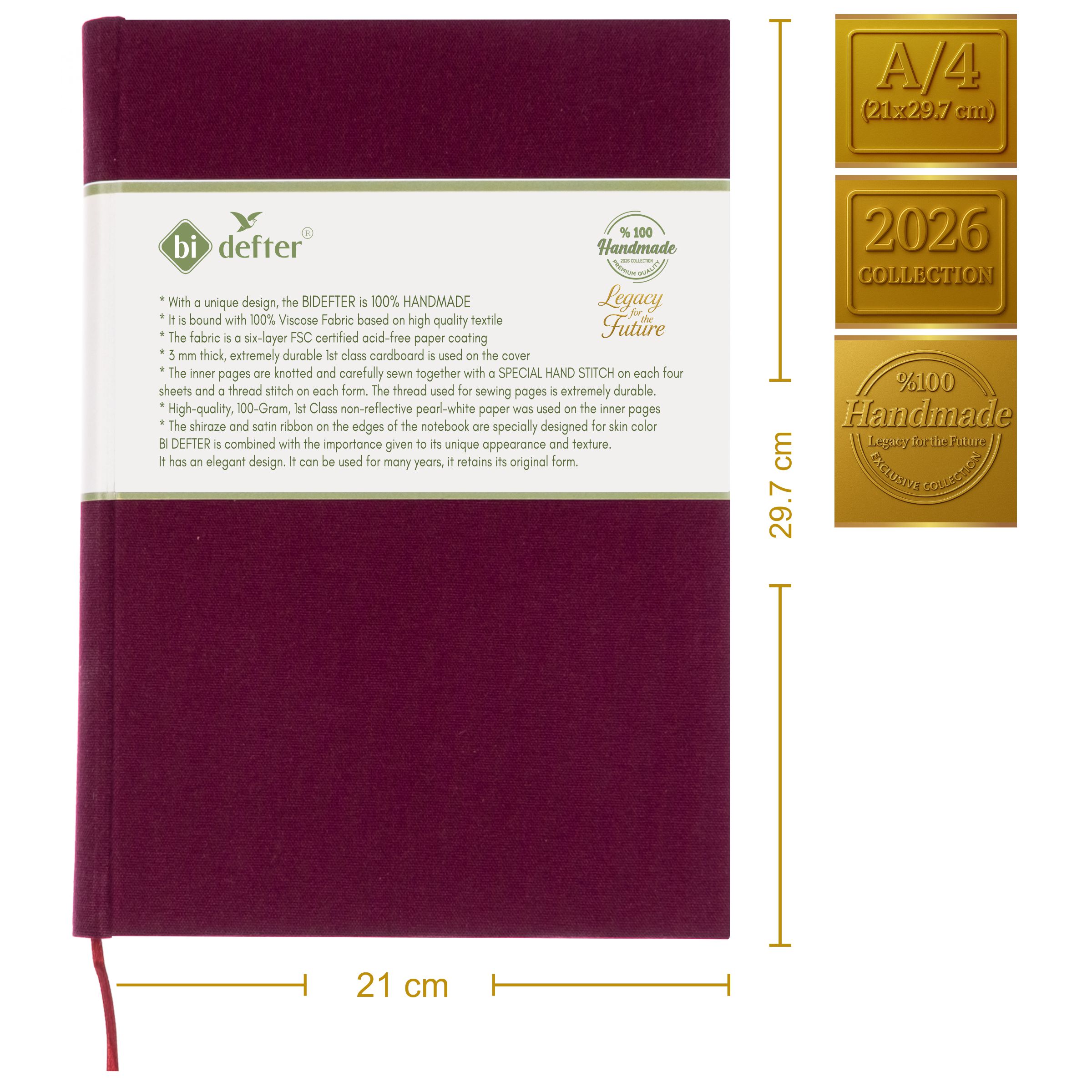 Çizgisiz Defter – (A/4) Viskon Kumaş Ciltleme