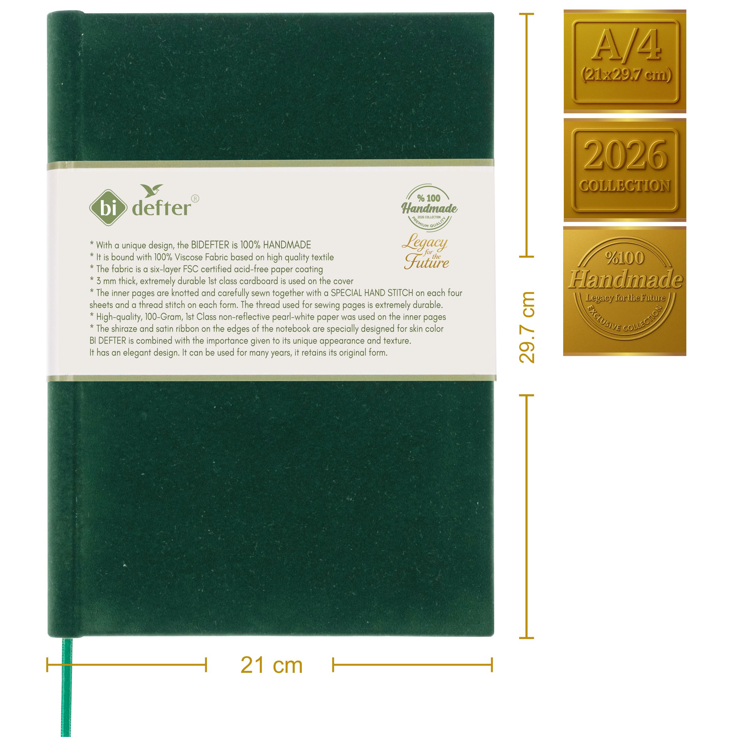 Çizgisiz Defter – (A/4) Viskon Kumaş Ciltleme