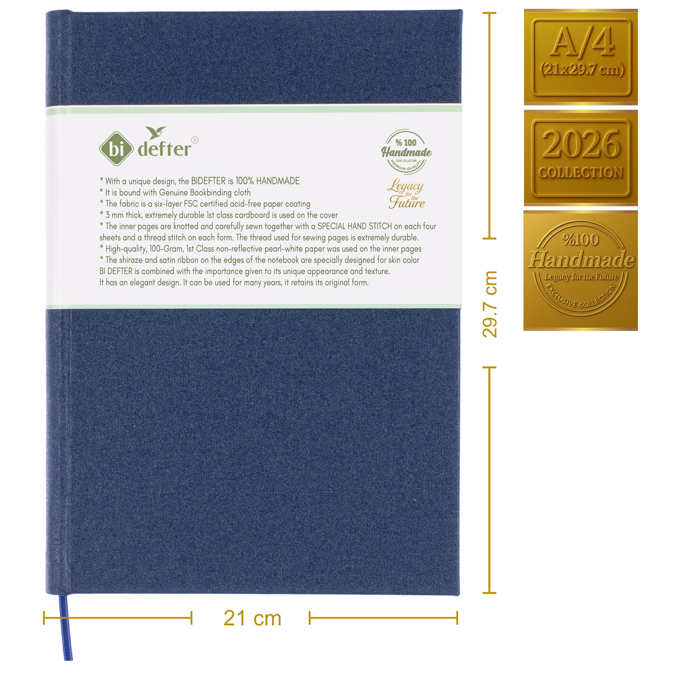 Çizgisiz Defter – (A/4) Gerçek Cilt Bezi