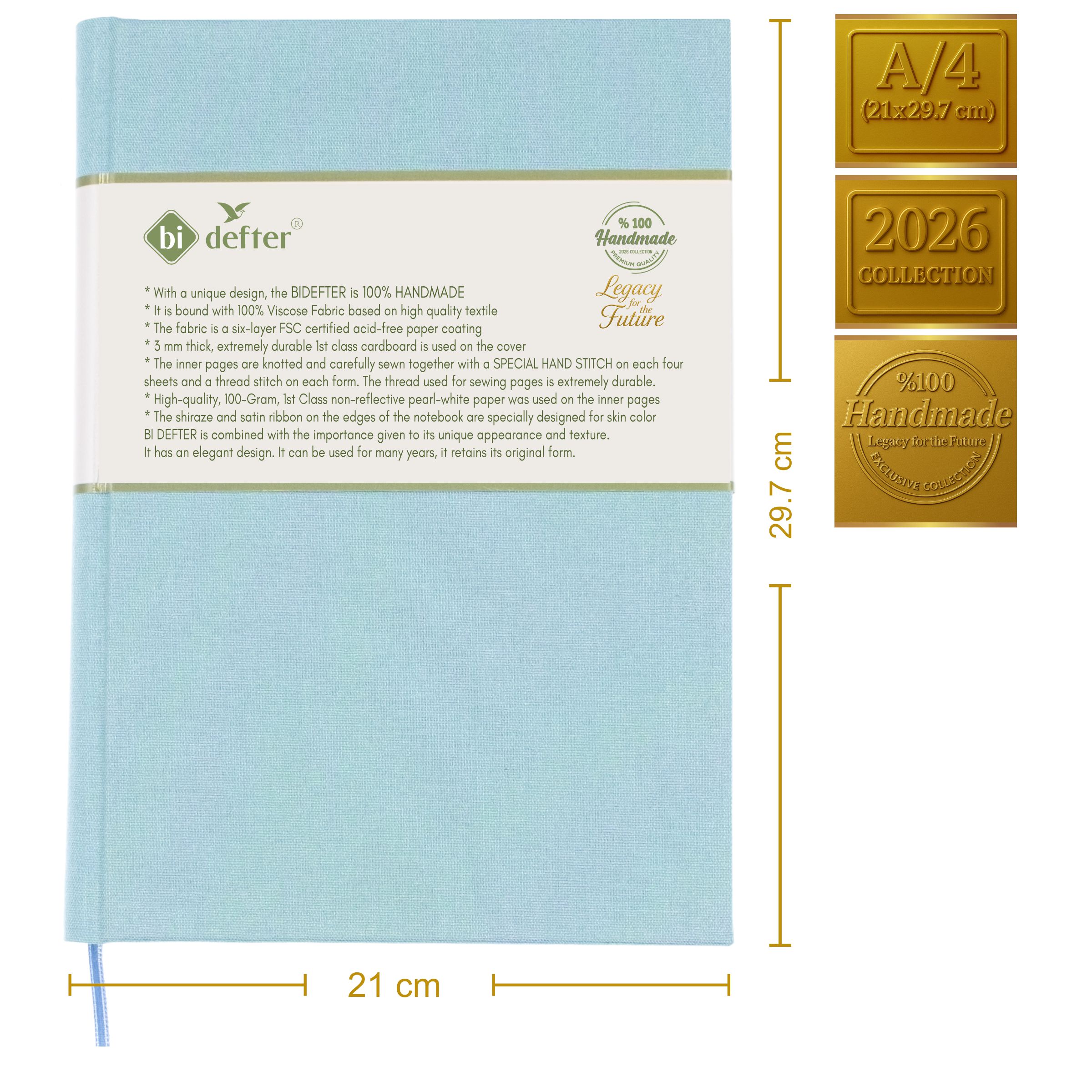 Çizgisiz Defter – (A/4) Viskon Kumaş Ciltleme