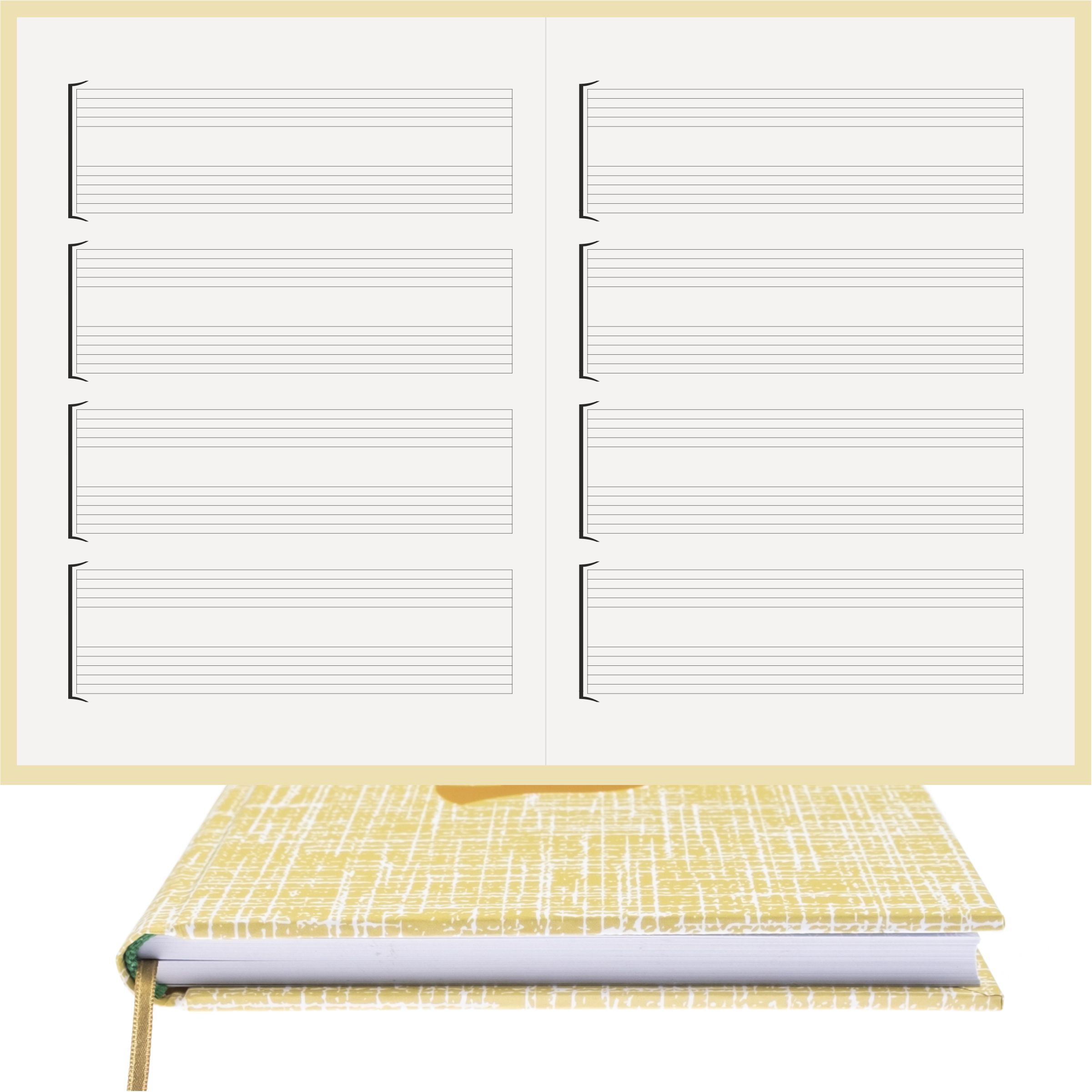 Gitar Nota Defteri Anahtarsız Tırnaklı Nota Kağıdı – Kuşe Kağıt Ciltli