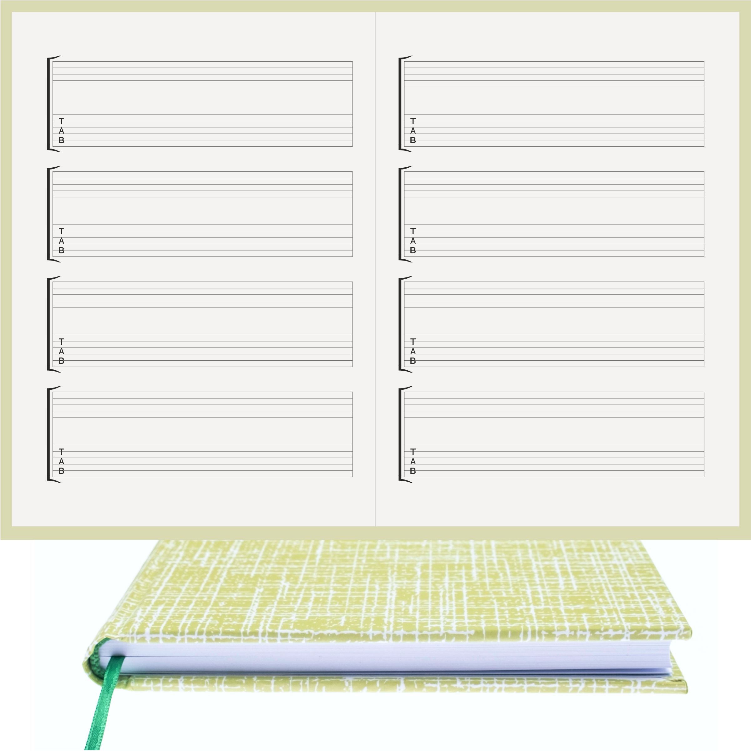 Gitar Nota Defteri Boş ve Tab Anahtarlı Nota Kağıdı  – Kuşe Kağıt Ciltli