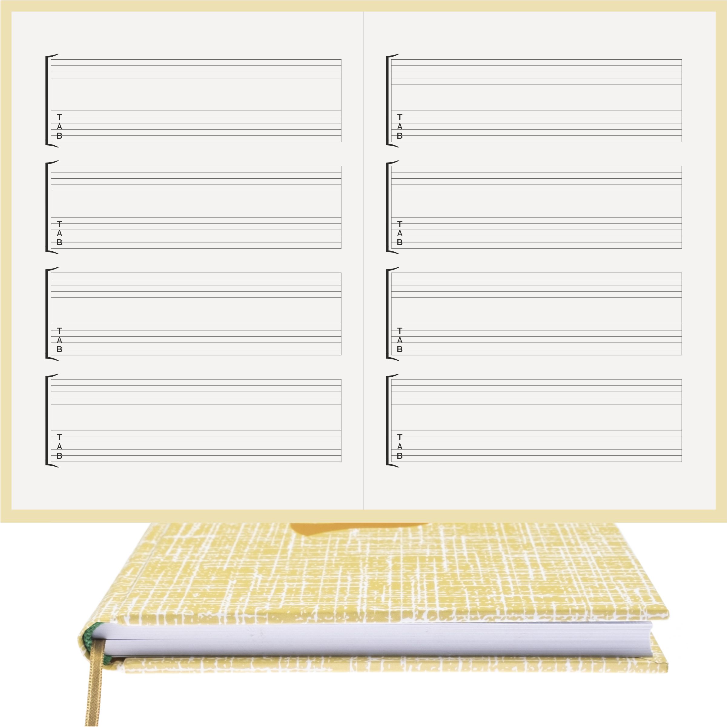 Gitar Nota Defteri Boş ve Tab Anahtarlı Nota Kağıdı  – Kuşe Kağıt Ciltli