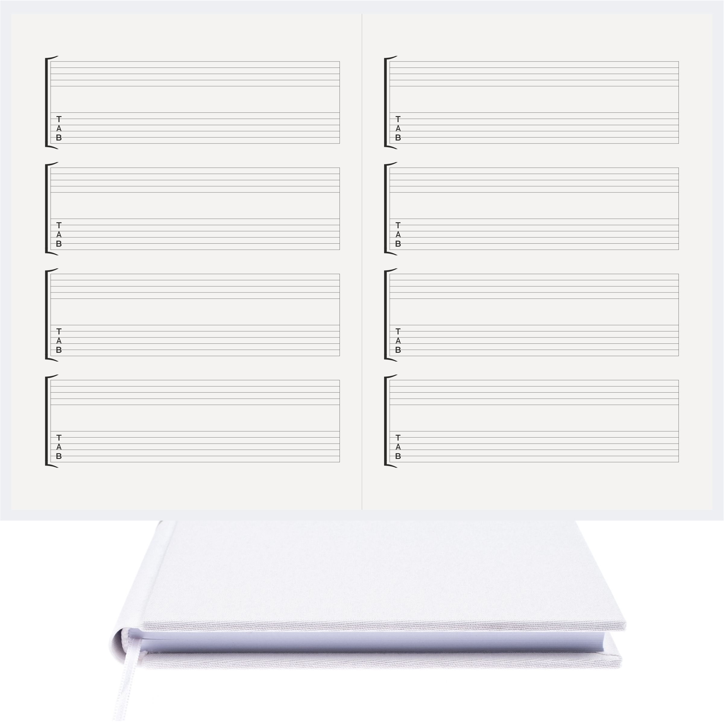 Gitar Nota Defteri Boş ve Tab Anahtarlı Nota Kağıdı – Viskon Kumaş