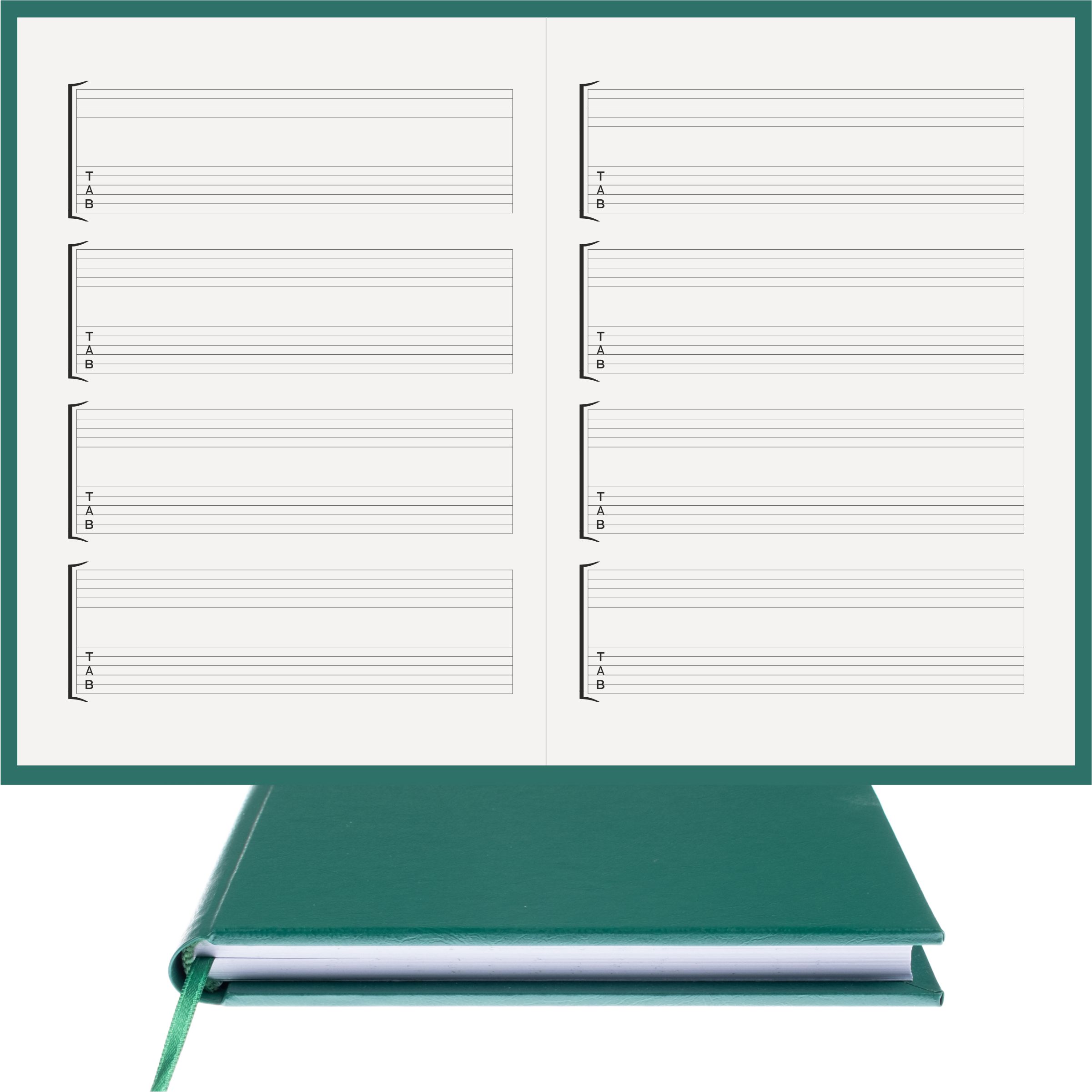 Gitar Nota Defteri Boş ve Tab Anahtarlı Nota Kağıdı – Termo Deri Ciltli