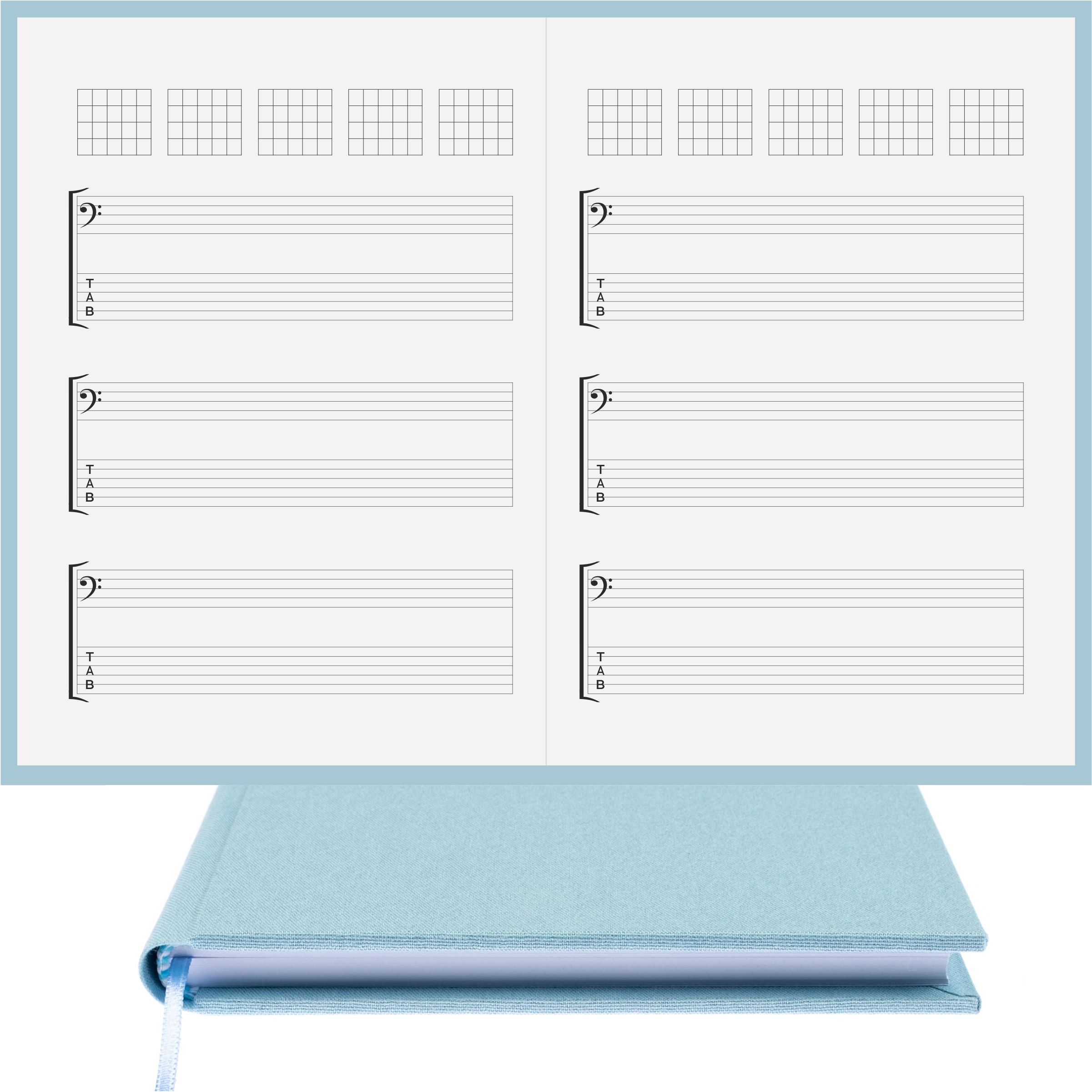 Gitar Nota Defteri Fa ve Tab Anahtarlı Akortlu Nota Kağıdı – Viskon Kumaş