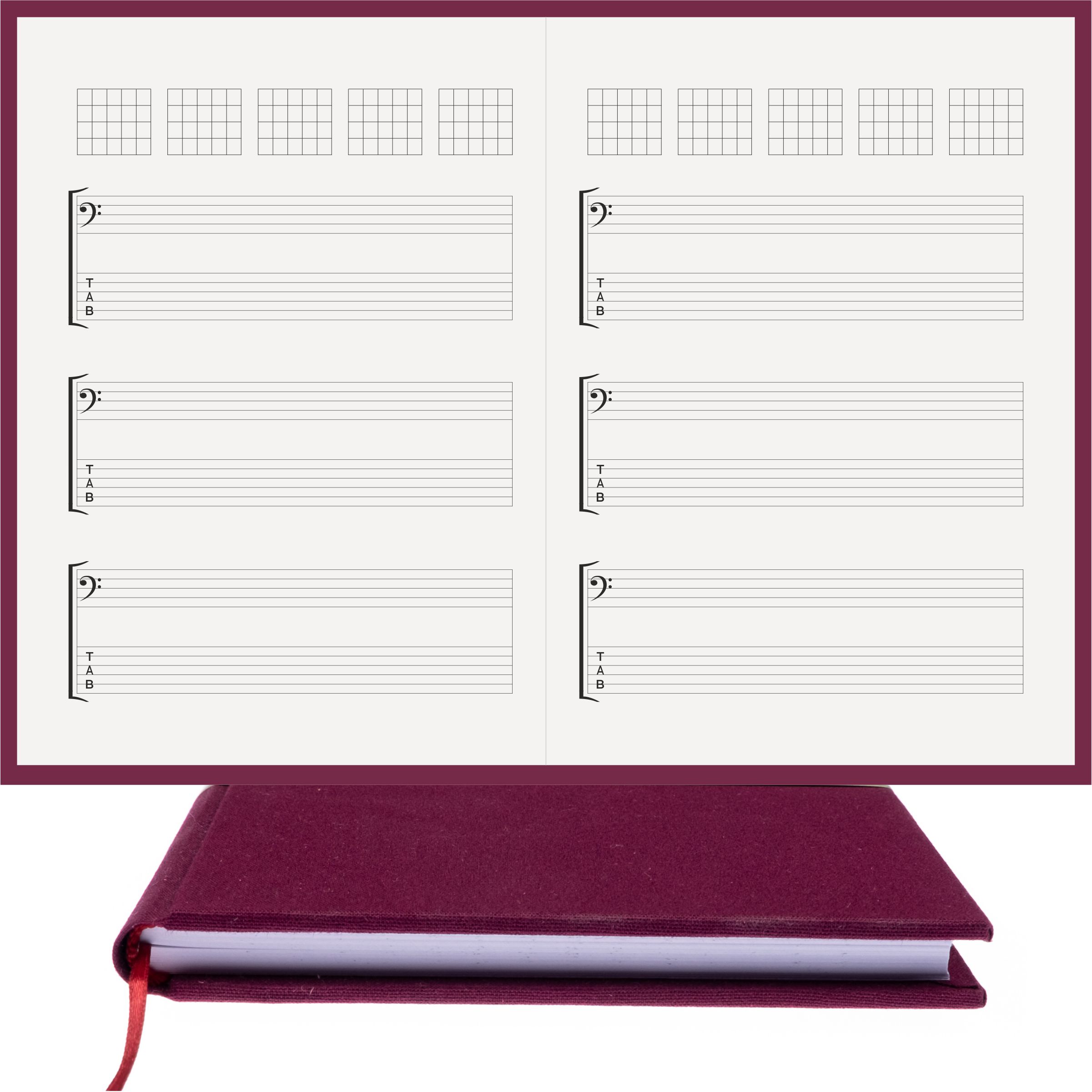 Gitar Nota Defteri Fa ve Tab Anahtarlı Akortlu Nota Kağıdı – Viskon Kumaş