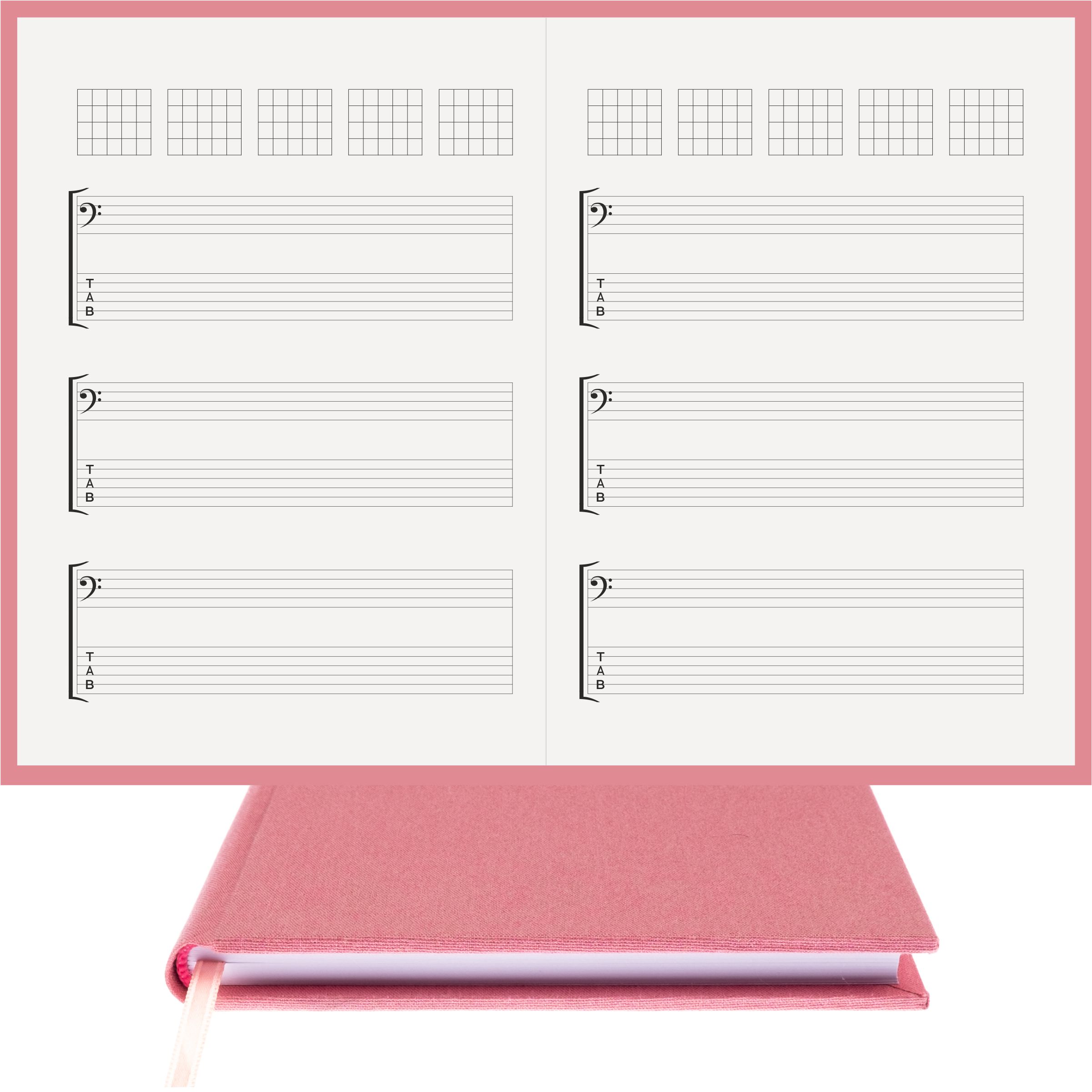 Gitar Nota Defteri Fa ve Tab Anahtarlı Akortlu Nota Kağıdı – Viskon Kumaş