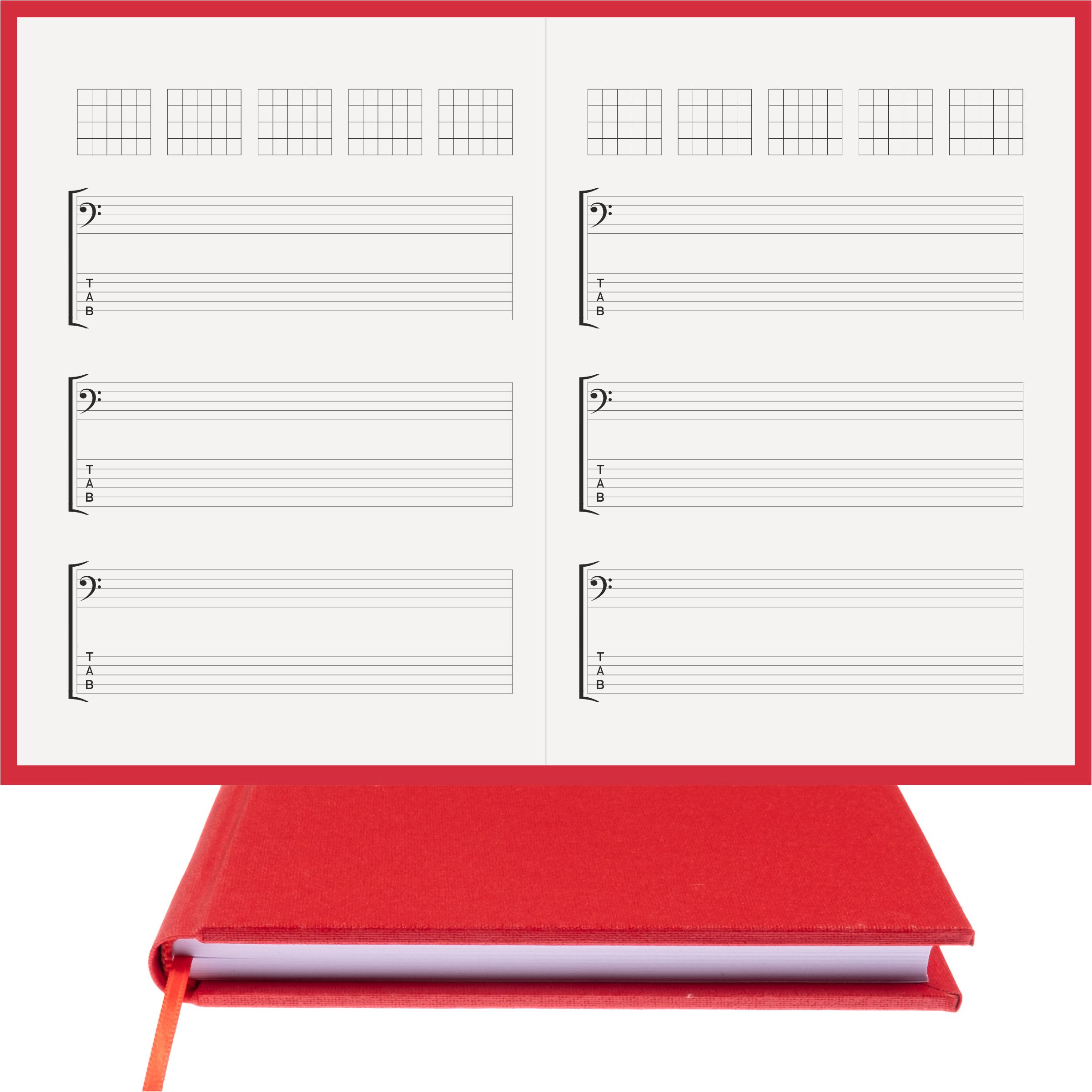 Gitar Nota Defteri Fa ve Tab Anahtarlı Akortlu Nota Kağıdı - Hakiki Cilt Bezi