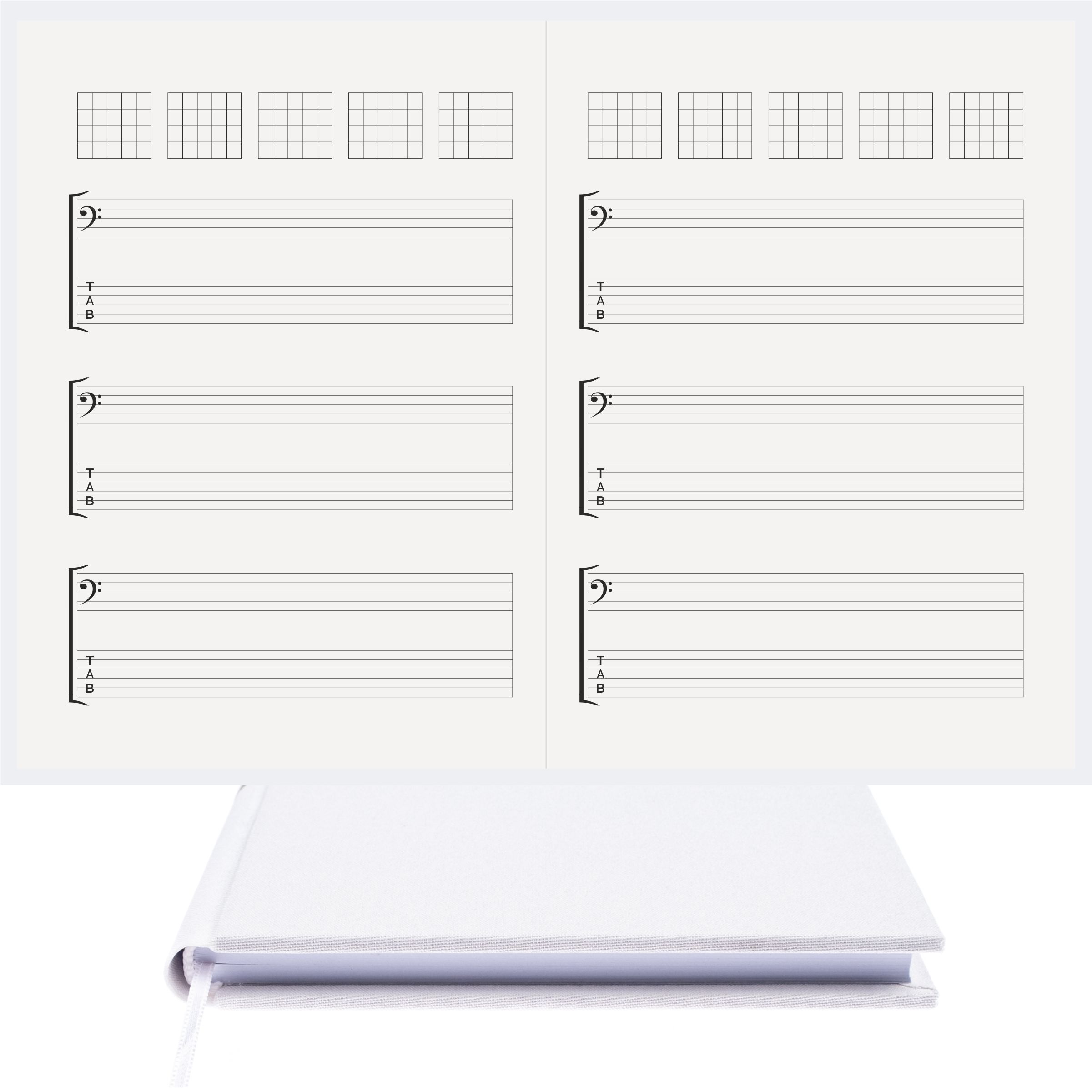 Gitar Nota Defteri Fa ve Tab Anahtarlı Akortlu Nota Kağıdı – Viskon Kumaş