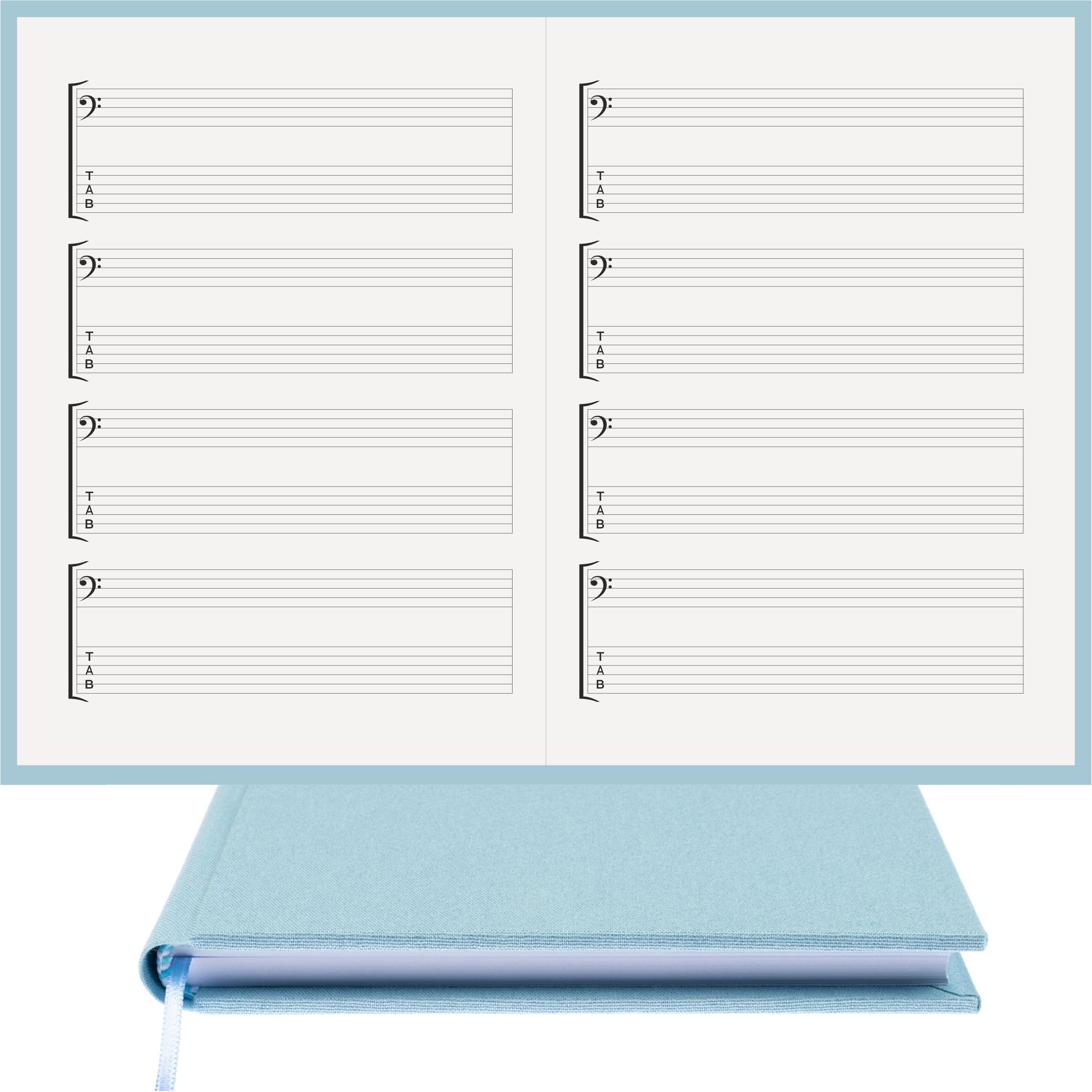 Gitar Nota Defteri Fa ve Tab Anahtarlı Nota Kağıdı – Viskon Kumaş