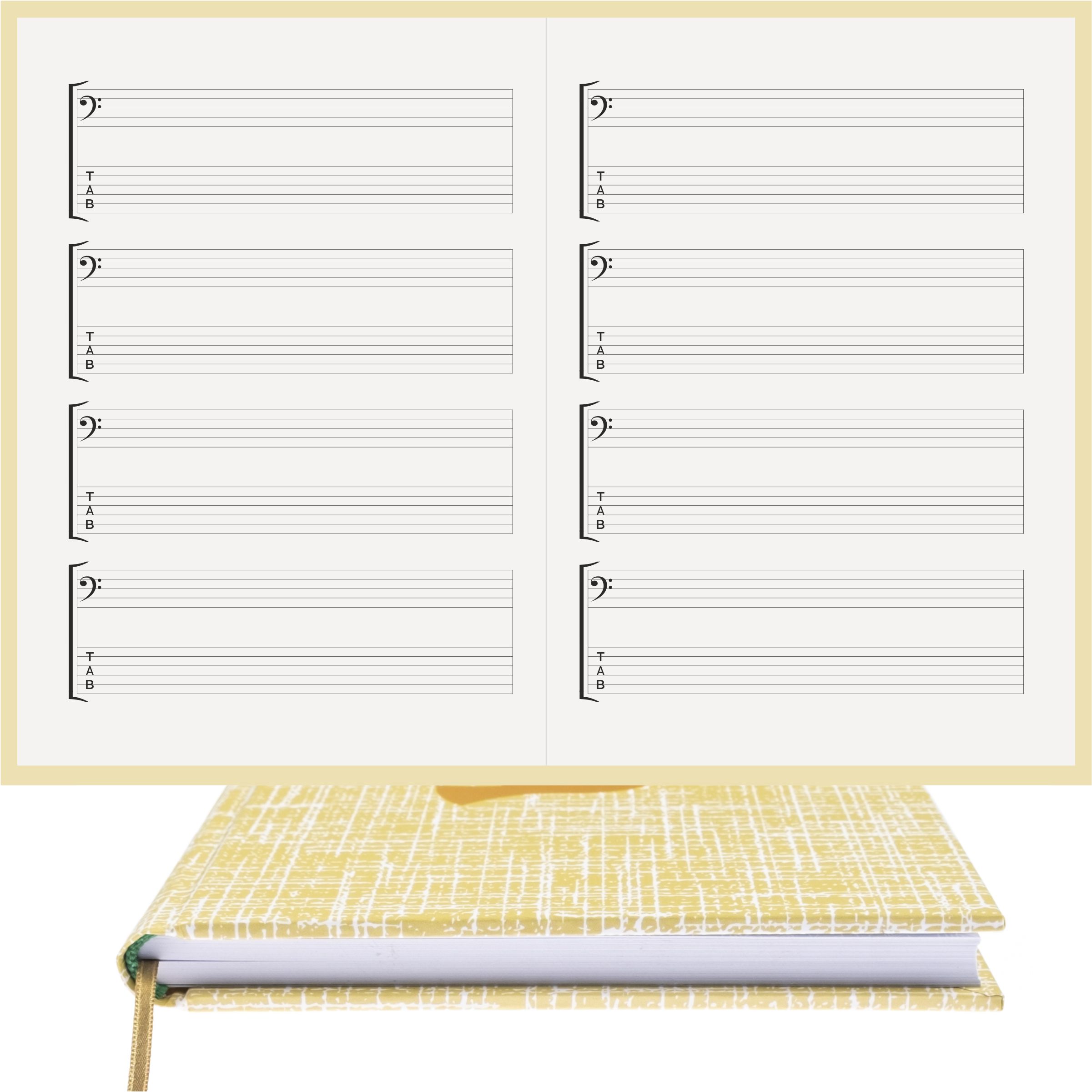 Gitar Nota Defteri Fa ve Tab Anahtarlı Nota Kağıdı  – Kuşe Kağıt Ciltli