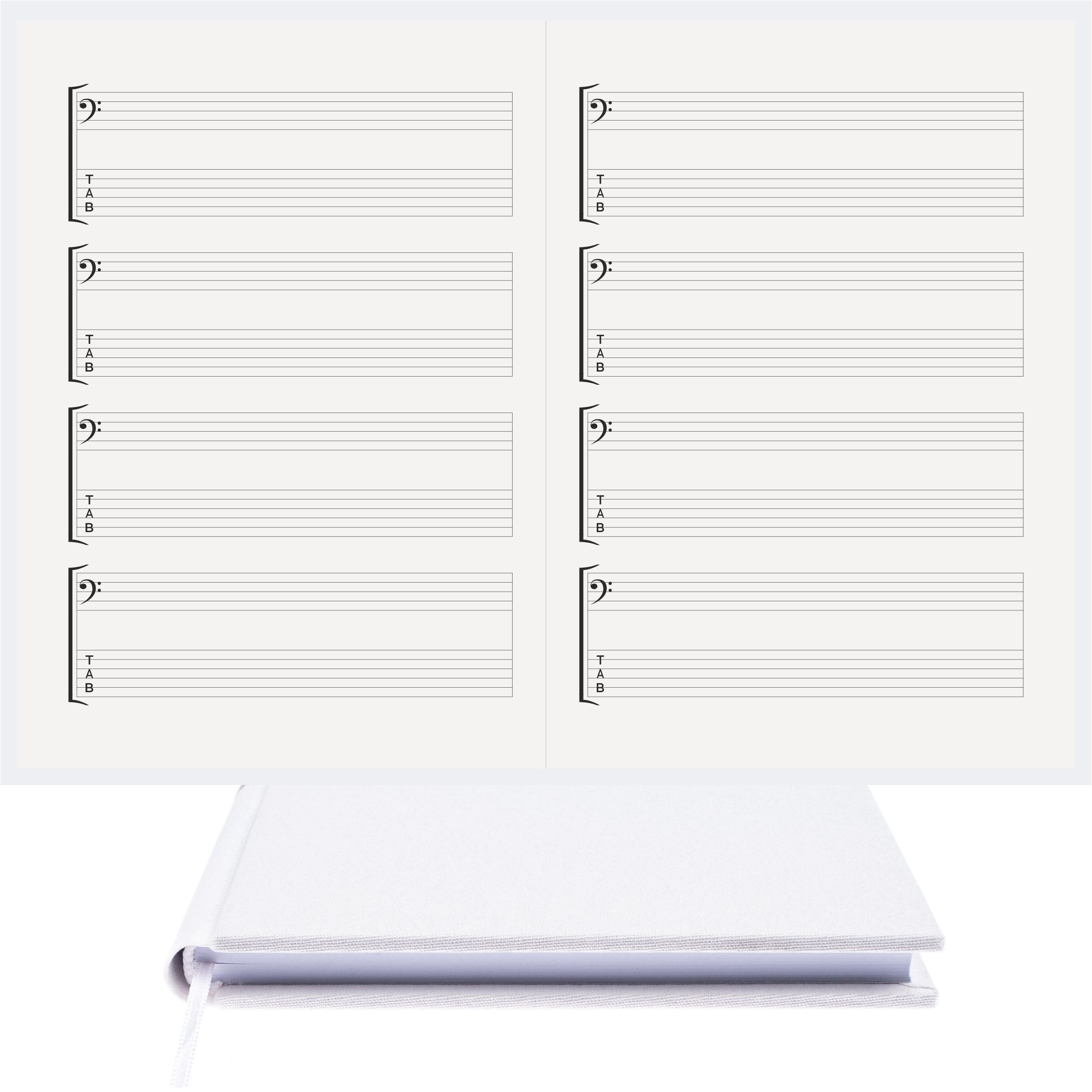 Gitar Nota Defteri Fa ve Tab Anahtarlı Nota Kağıdı – Viskon Kumaş