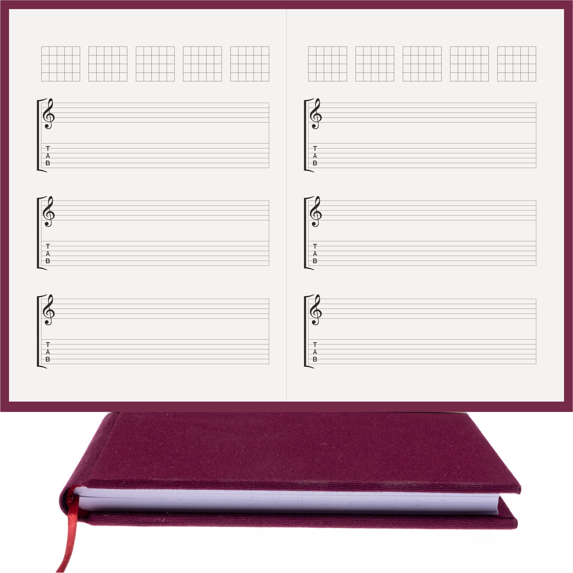 Gitar Nota Defteri Sol ve Tab Anahtarlı Akortlu Nota Kağıdı – Viskon Kumaş