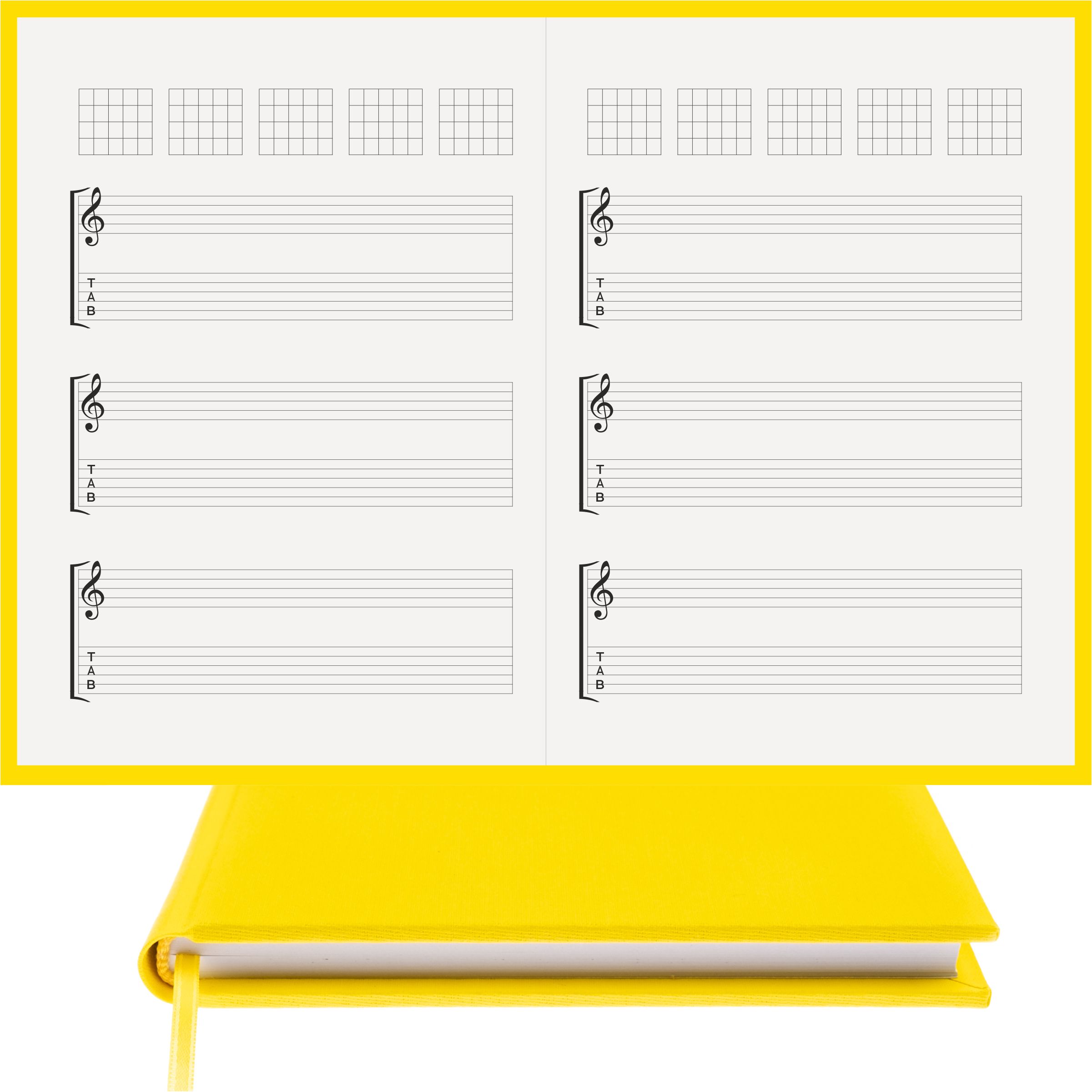 Gitar Nota Defteri Sol ve Tab Anahtarlı Akortlu Nota Kağıdı - Hakiki Cilt Bezi