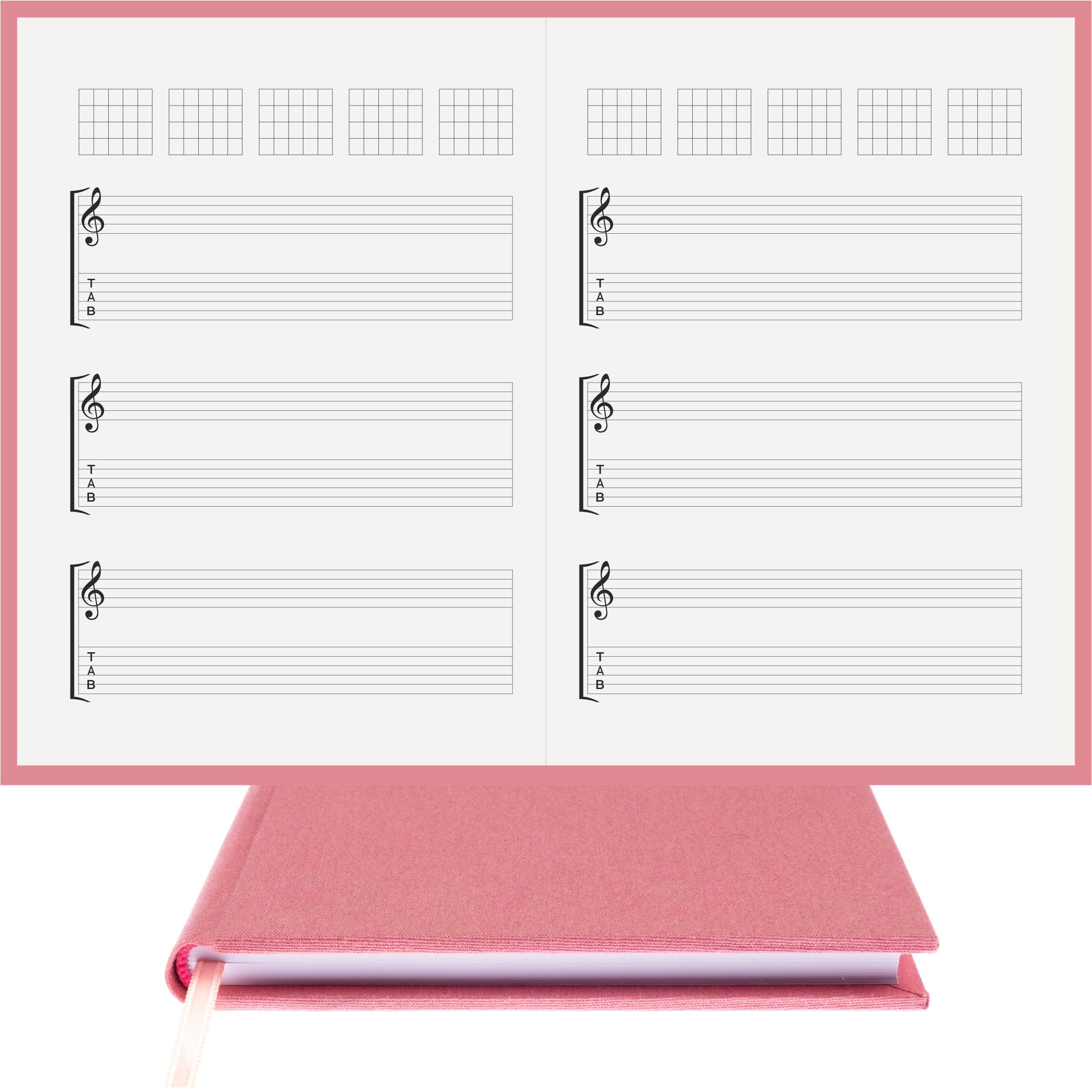 Gitar Nota Defteri Sol ve Tab Anahtarlı Akortlu Nota Kağıdı – Viskon Kumaş