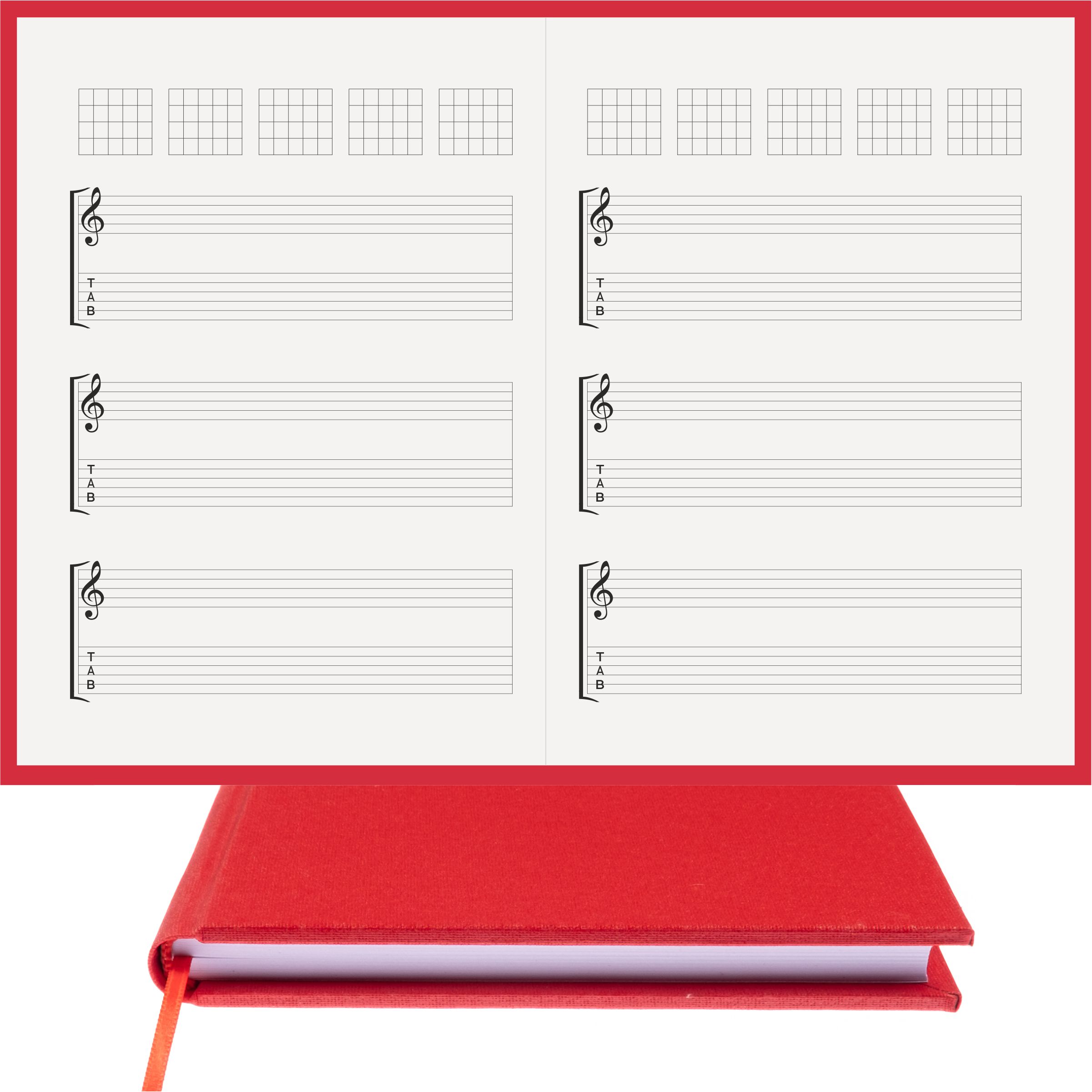 Gitar Nota Defteri Sol ve Tab Anahtarlı Akortlu Nota Kağıdı - Hakiki Cilt Bezi