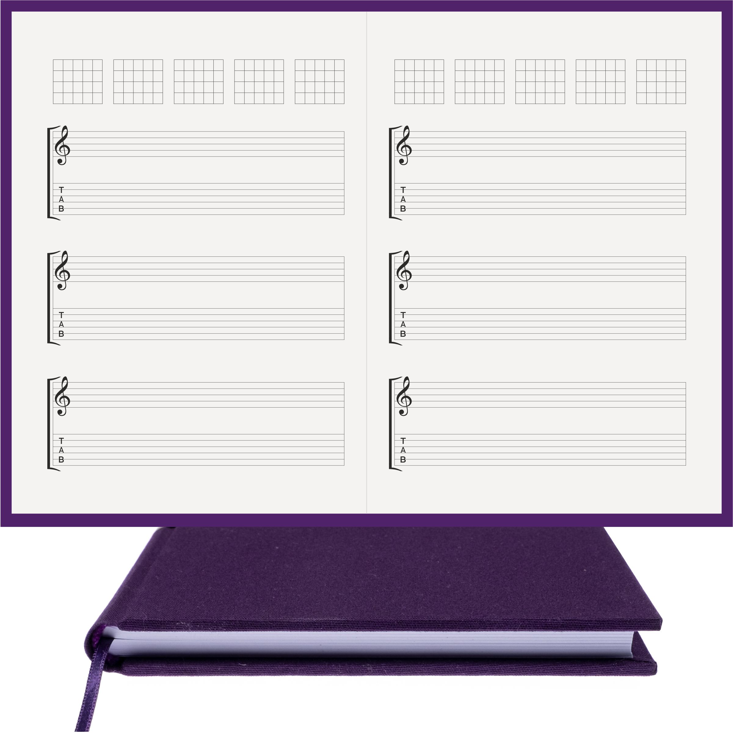 Gitar Nota Defteri Sol ve Tab Anahtarlı Akortlu Nota Kağıdı – Viskon Kumaş