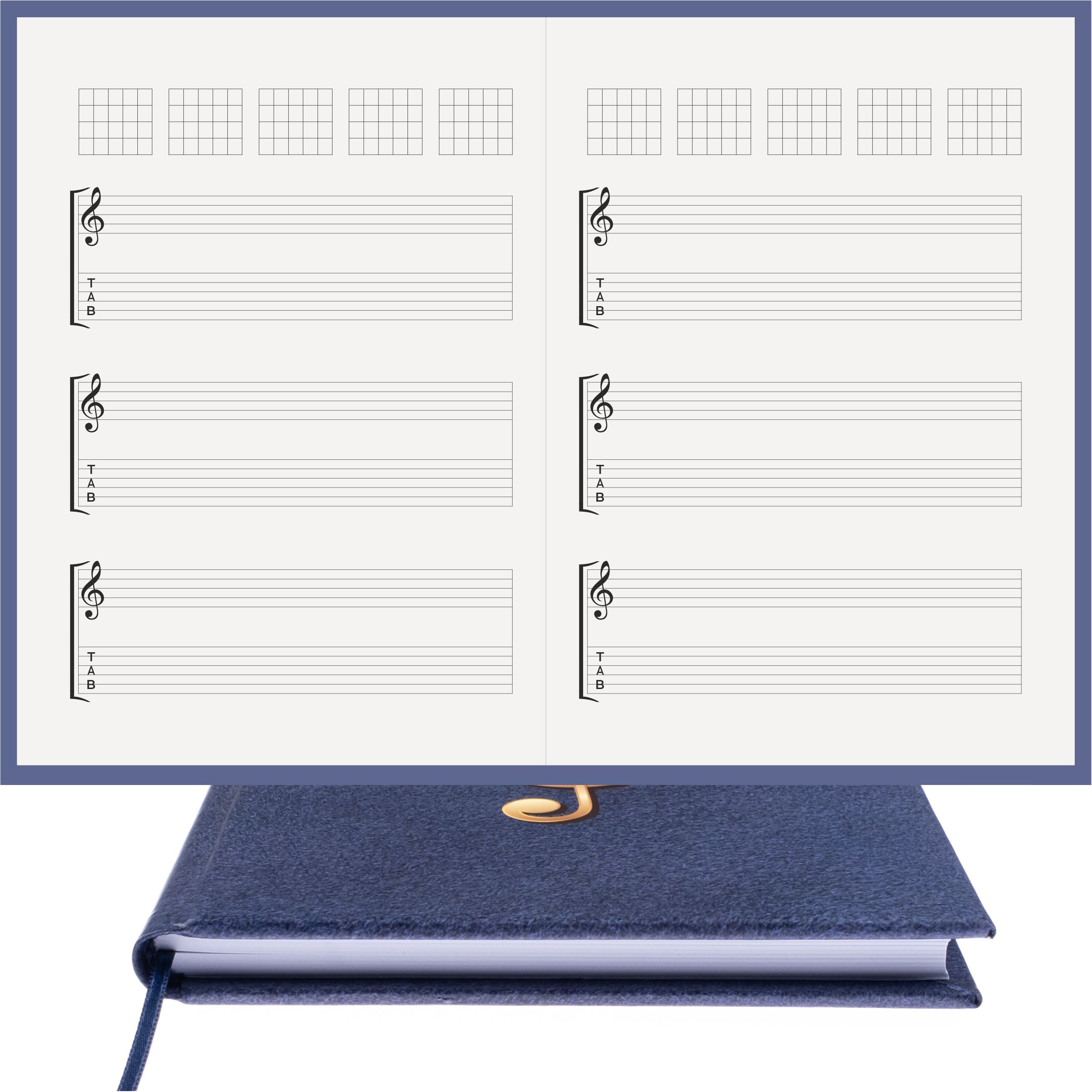 Gitar Nota Defteri Sol ve Tab Anahtarlı Akortlu Nota Kağıdı  – Kuşe Kağıt Ciltli