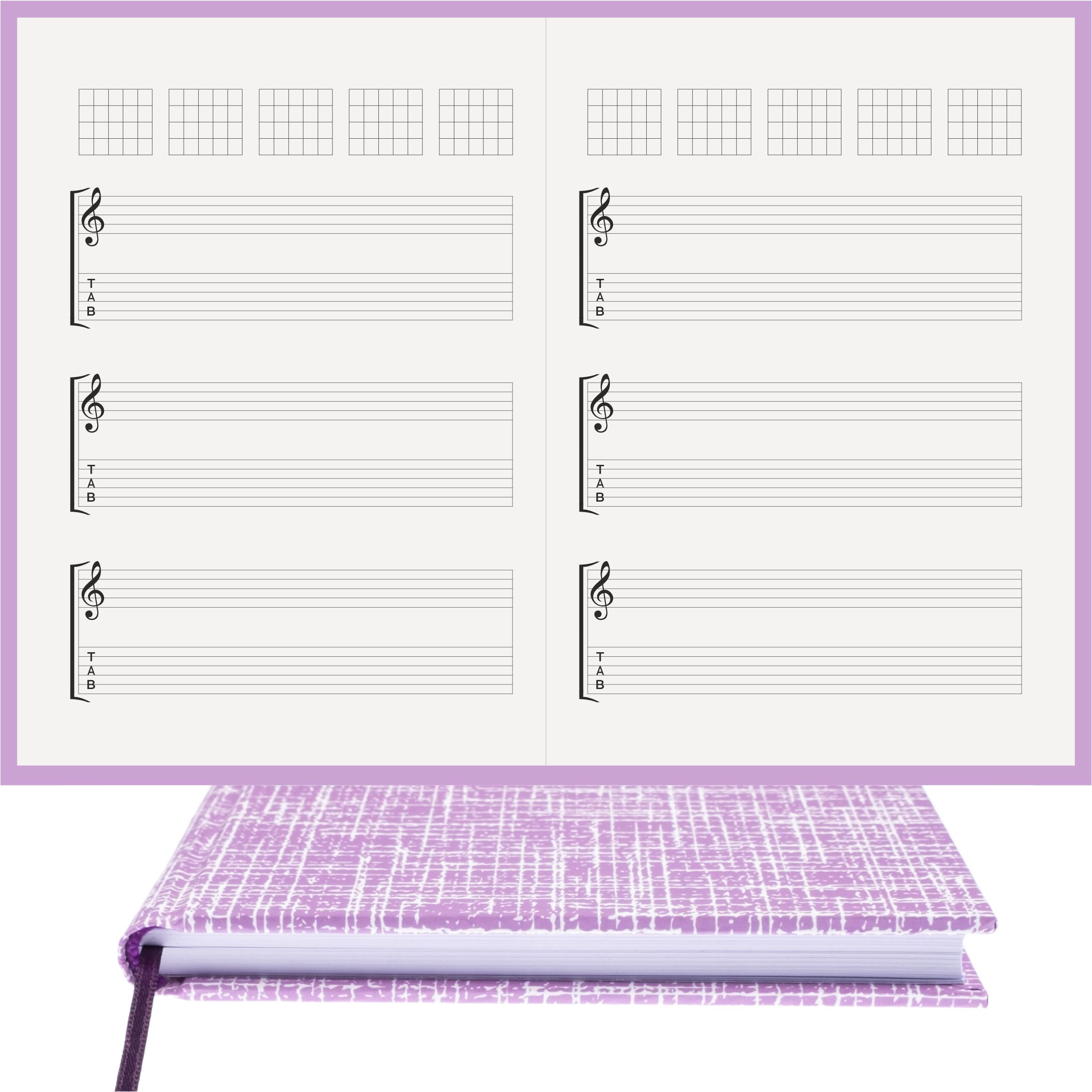 Gitar Nota Defteri Sol ve Tab Anahtarlı Akortlu Nota Kağıdı  – Kuşe Kağıt Ciltli
