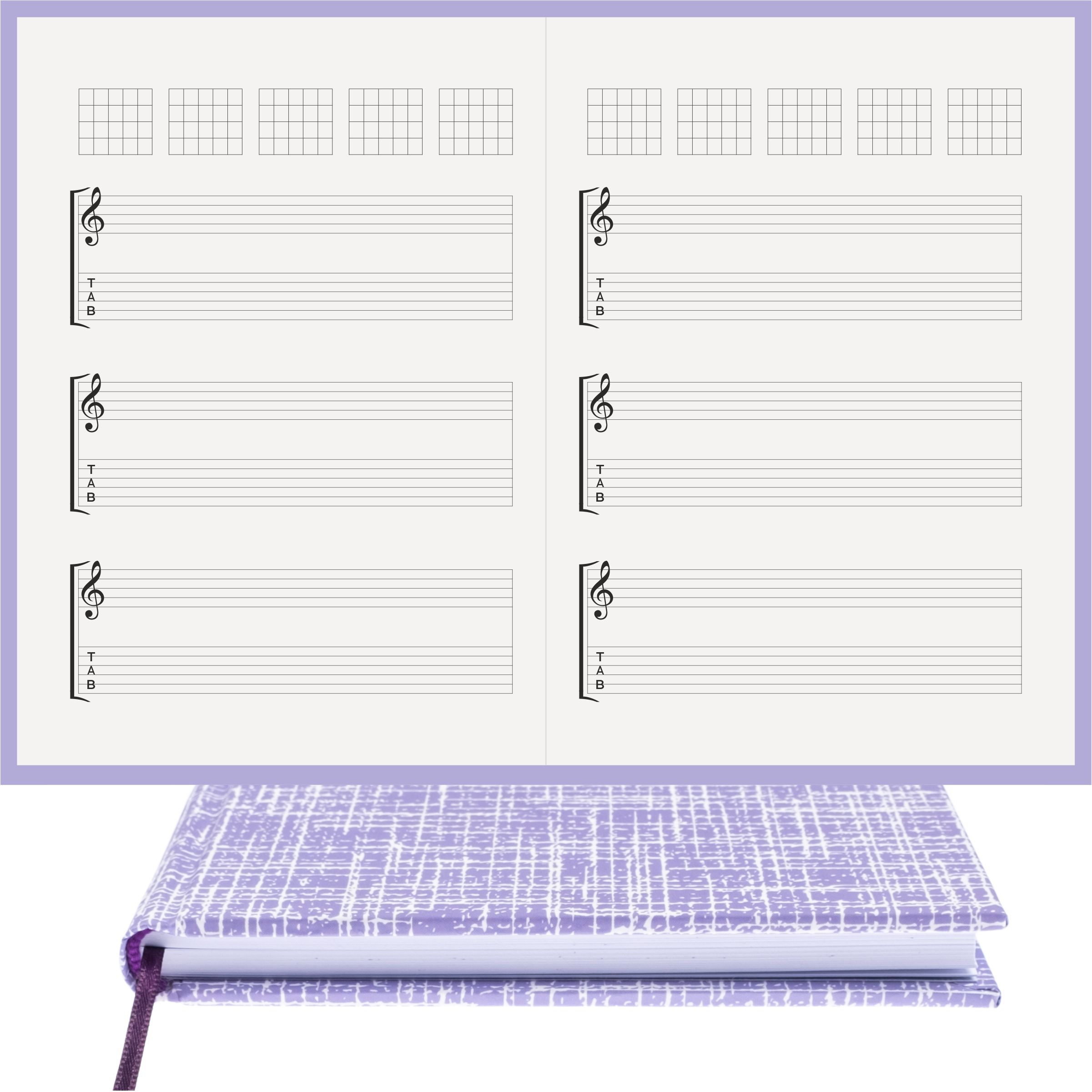 Gitar Nota Defteri Sol ve Tab Anahtarlı Akortlu Nota Kağıdı  – Kuşe Kağıt Ciltli