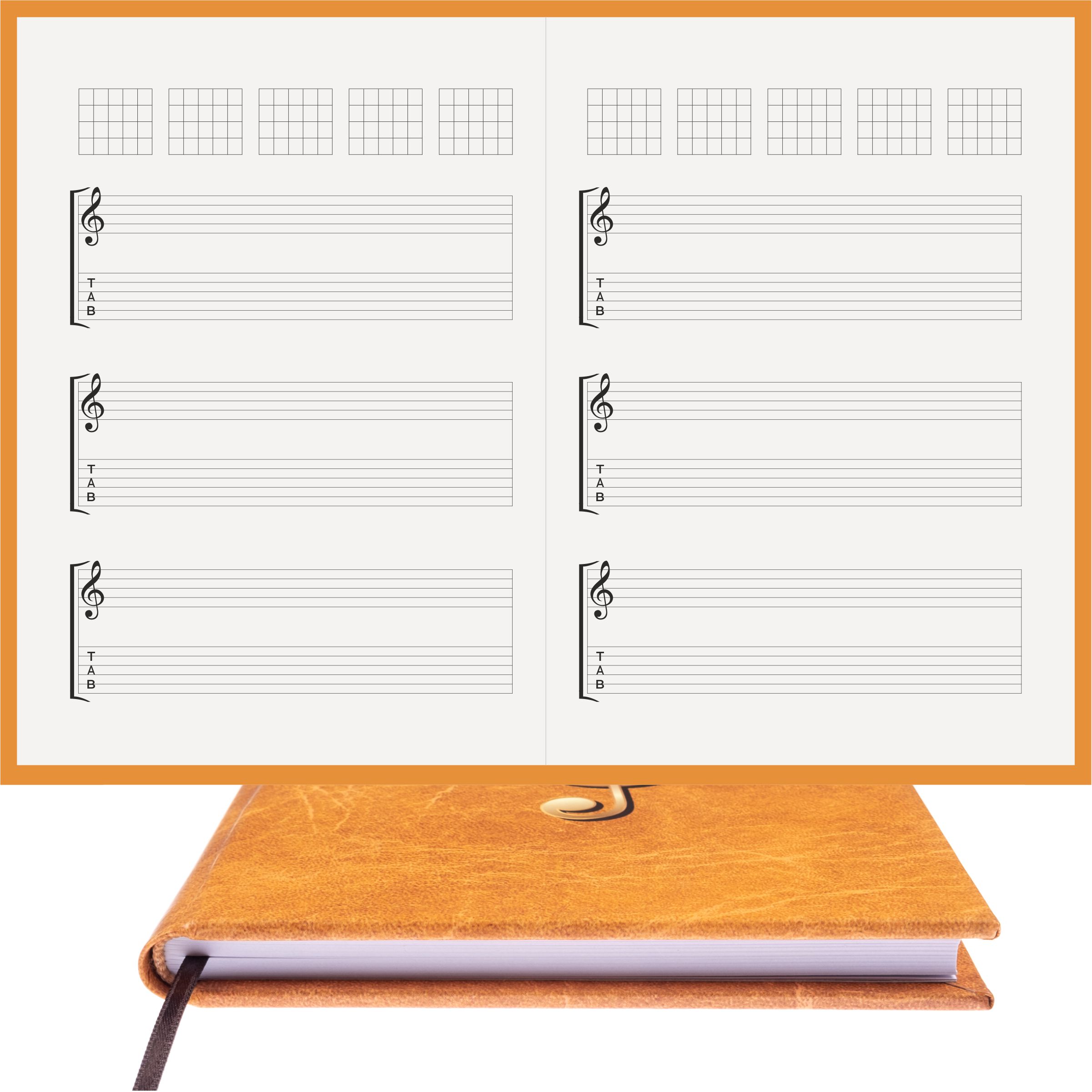 Gitar Nota Defteri Sol ve Tab Anahtarlı Akortlu Nota Kağıdı  – Kuşe Kağıt Ciltli