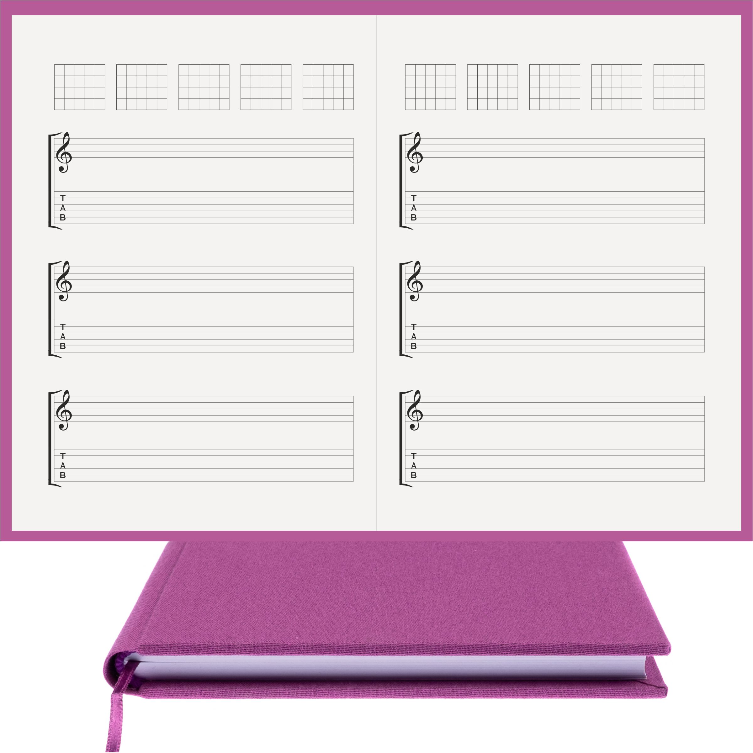 Gitar Nota Defteri Sol ve Tab Anahtarlı Akortlu Nota Kağıdı – Viskon Kumaş