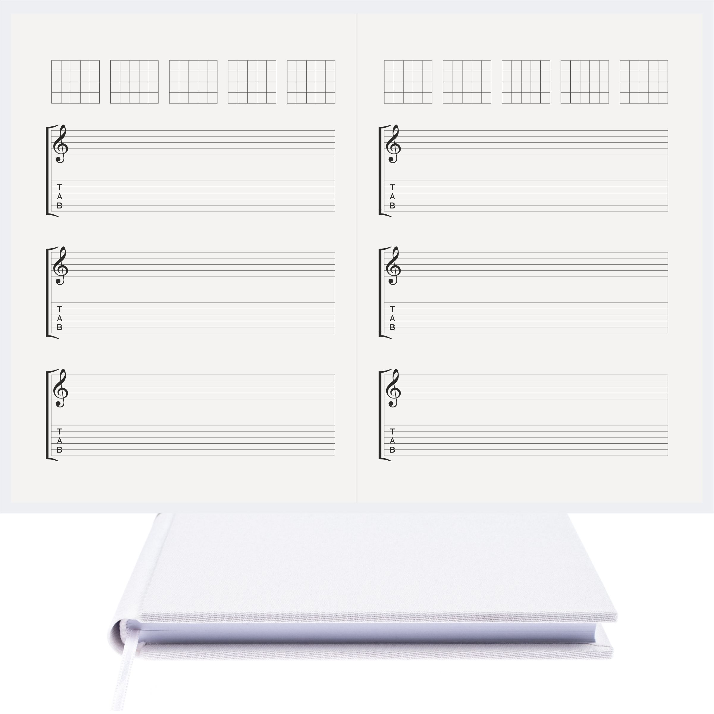Gitar Nota Defteri Sol ve Tab Anahtarlı Akortlu Nota Kağıdı – Viskon Kumaş