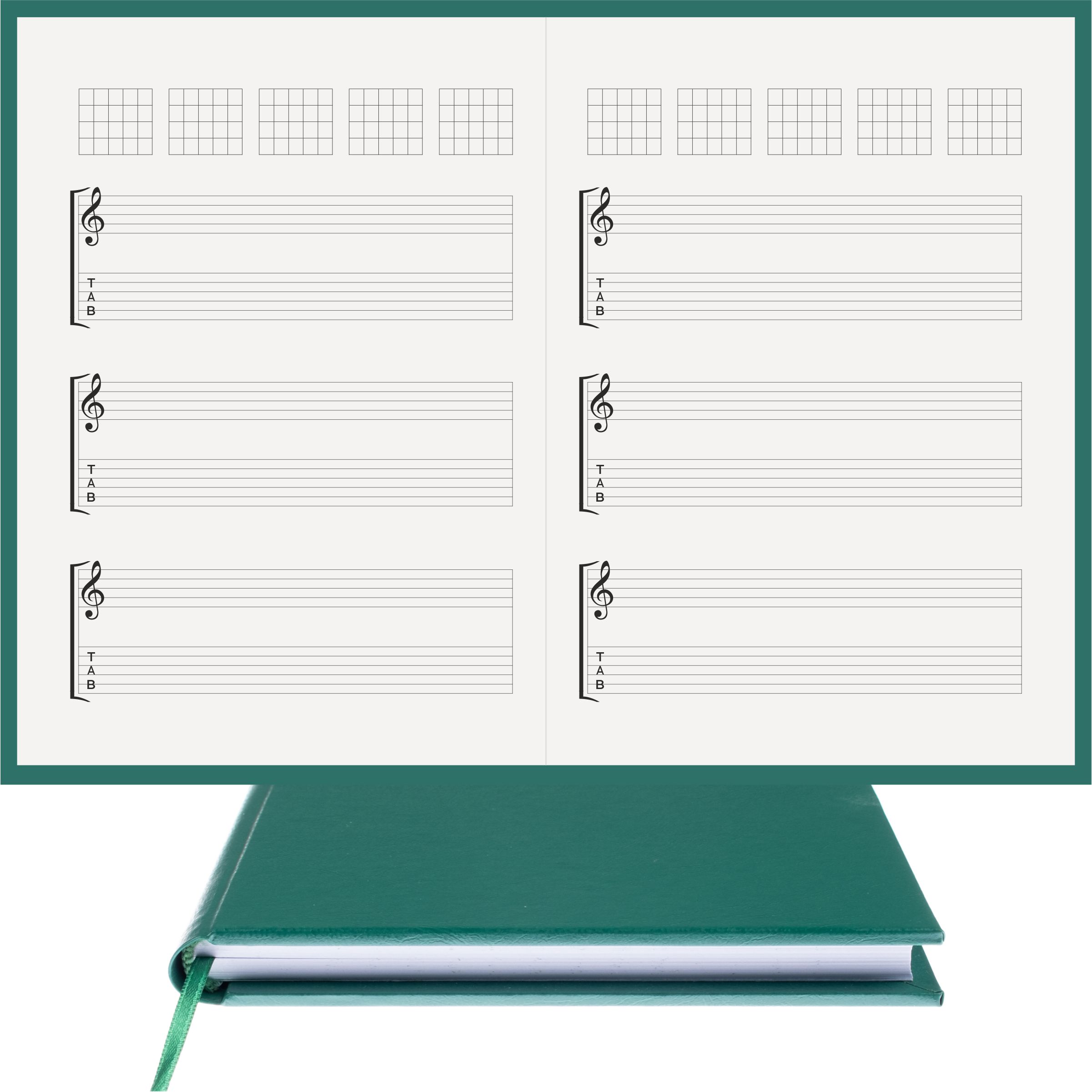 Gitar Nota Defteri Sol ve Tab Anahtarlı Akortlu Nota Kağıdı – Termo Deri Ciltli