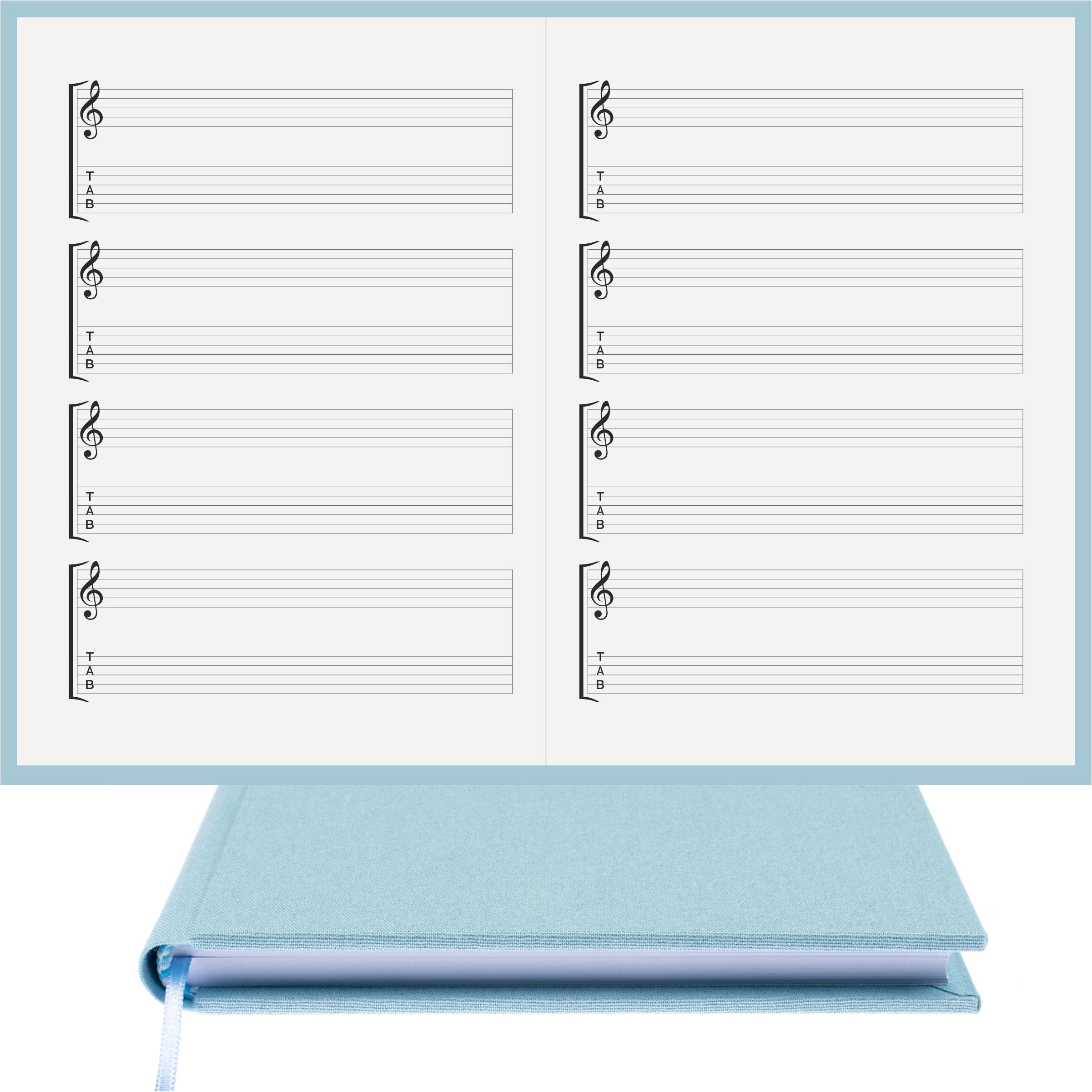Gitar Müzik Nota Defteri Soll ve Tab Anahtarlı Nota Kağıdı – Viskon Kumaş Ciltli