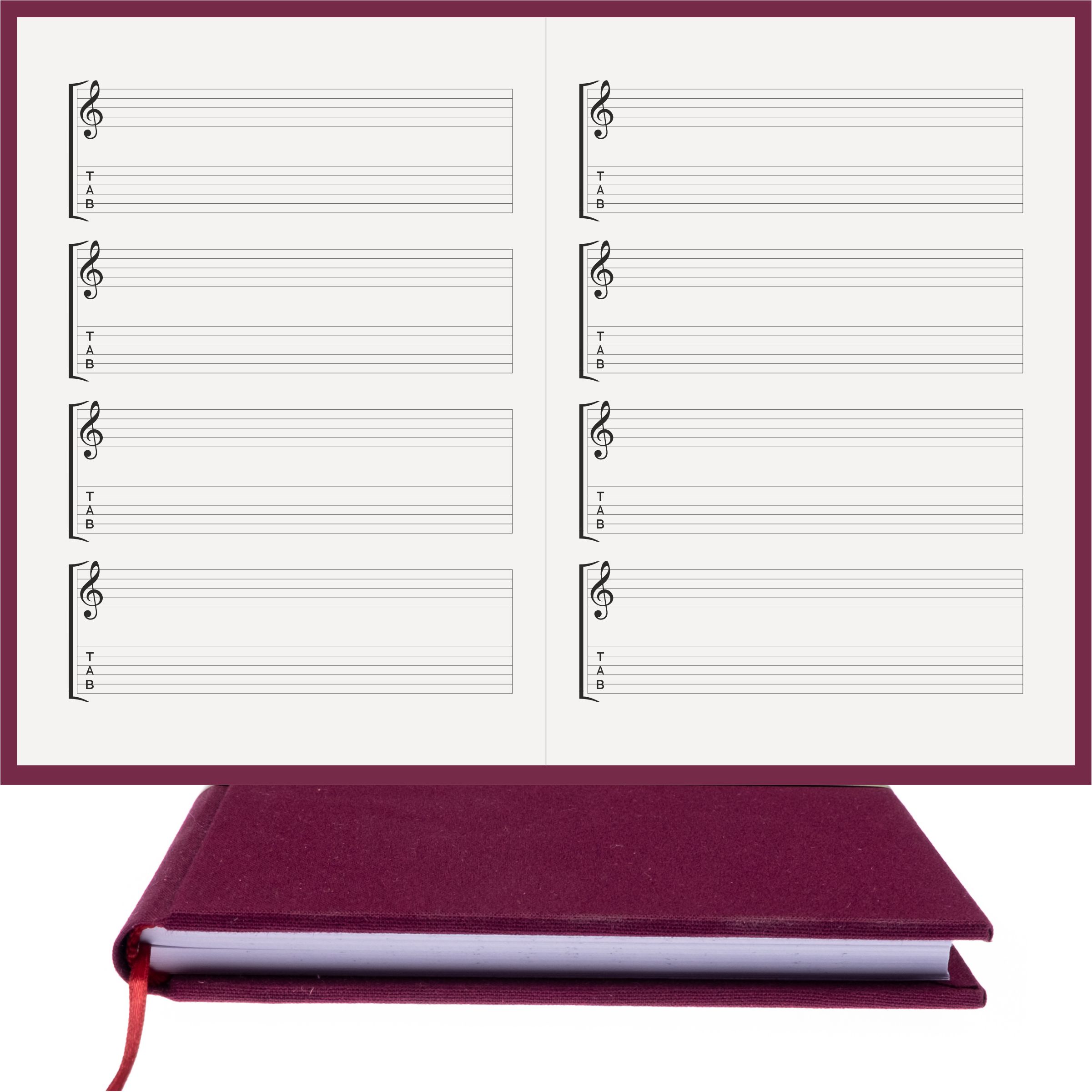 Gitar Müzik Nota Defteri Soll ve Tab Anahtarlı Nota Kağıdı – Viskon Kumaş Ciltli
