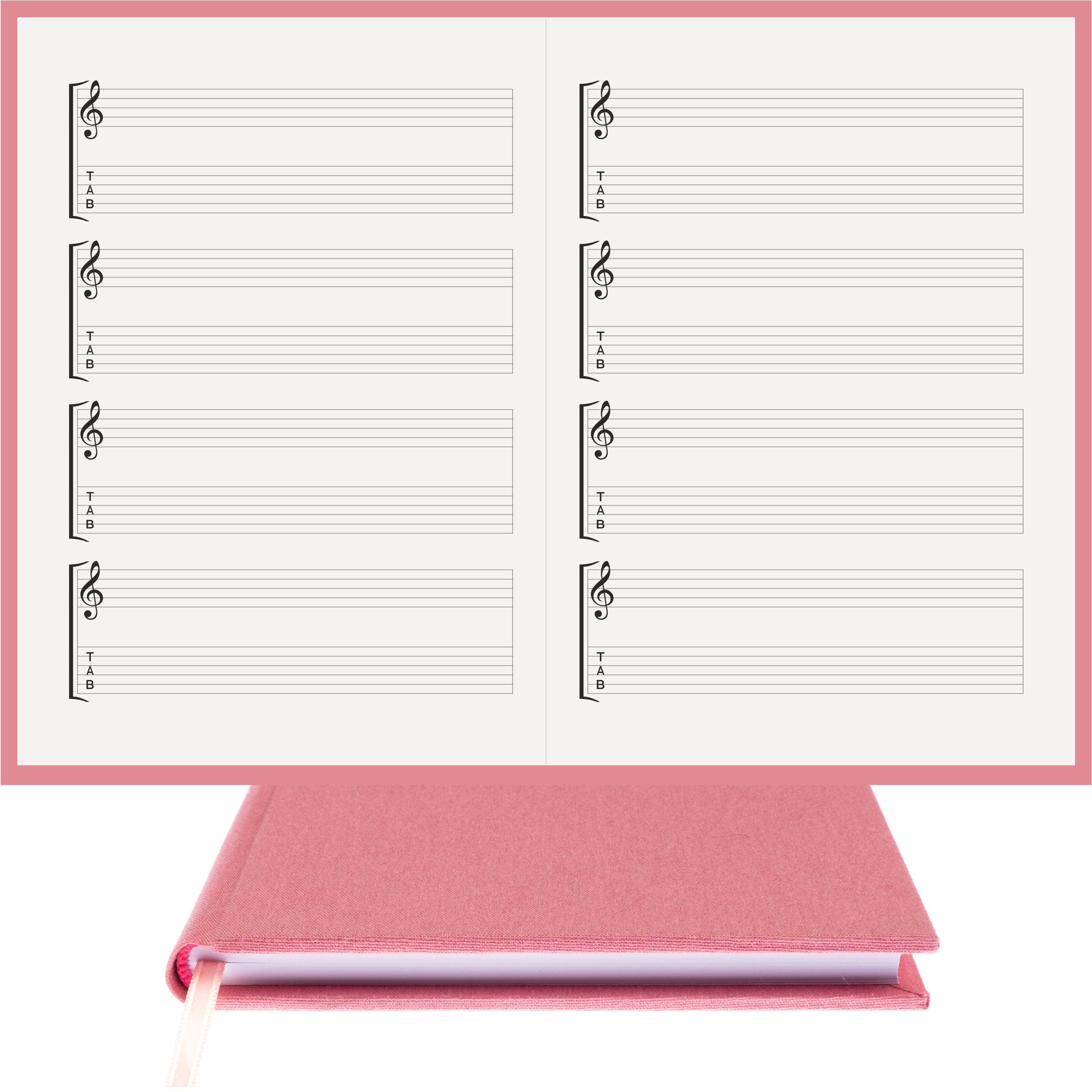 Gitar Müzik Nota Defteri Soll ve Tab Anahtarlı Nota Kağıdı – Viskon Kumaş Ciltli
