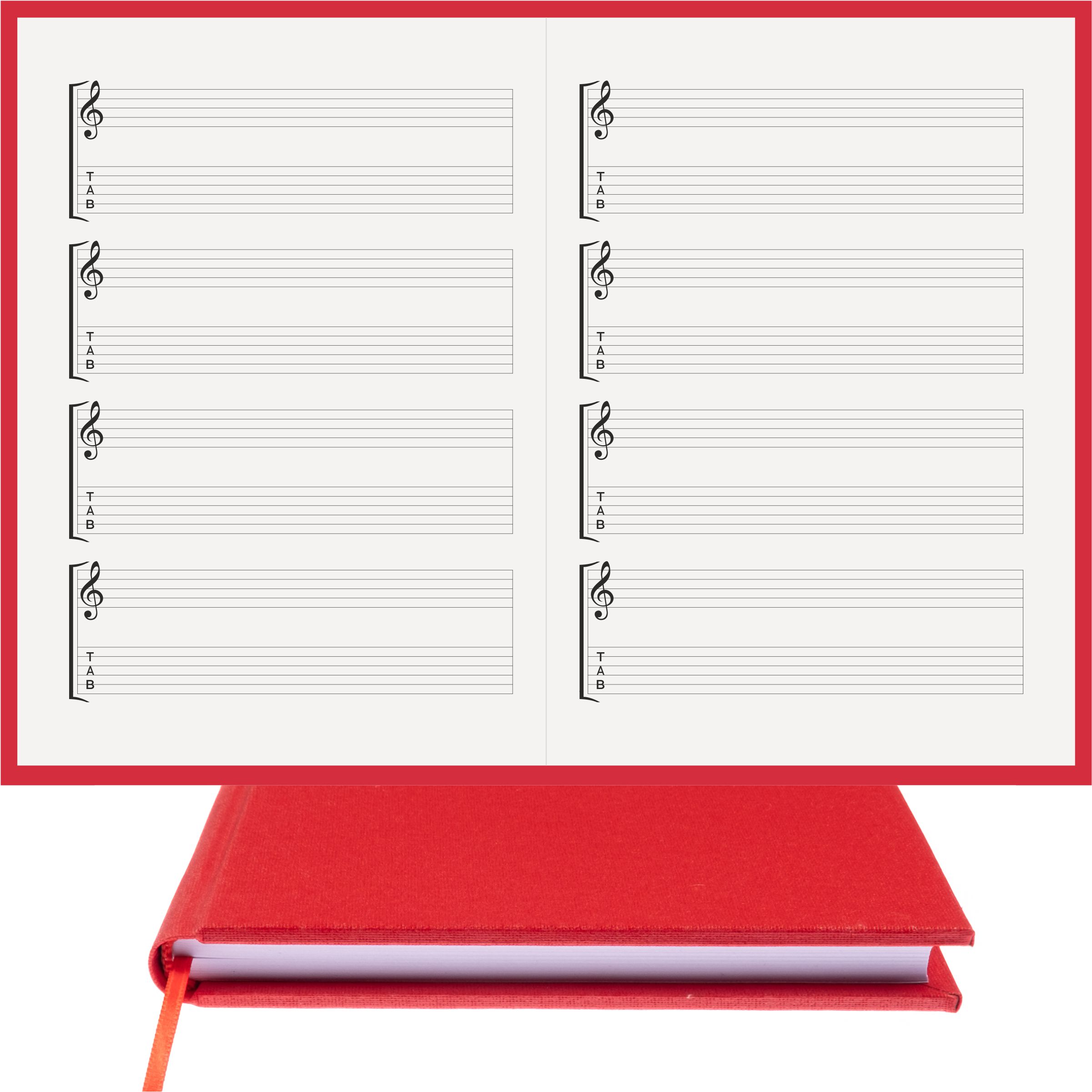 Gitar Müzik Nota Defteri Soll ve Tab Anahtarlı Nota Kağıdı - Hakiki Cilt Bezi Ciltli