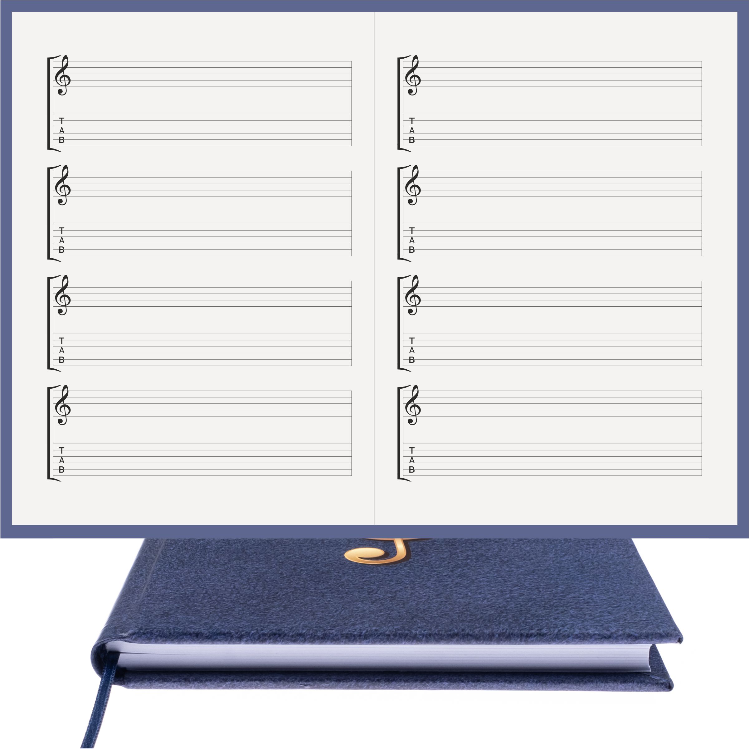 Gitar Müzik Nota Defteri Soll ve Tab Anahtarlı Nota Kağıdı  – Kuşe Kağıt Ciltli