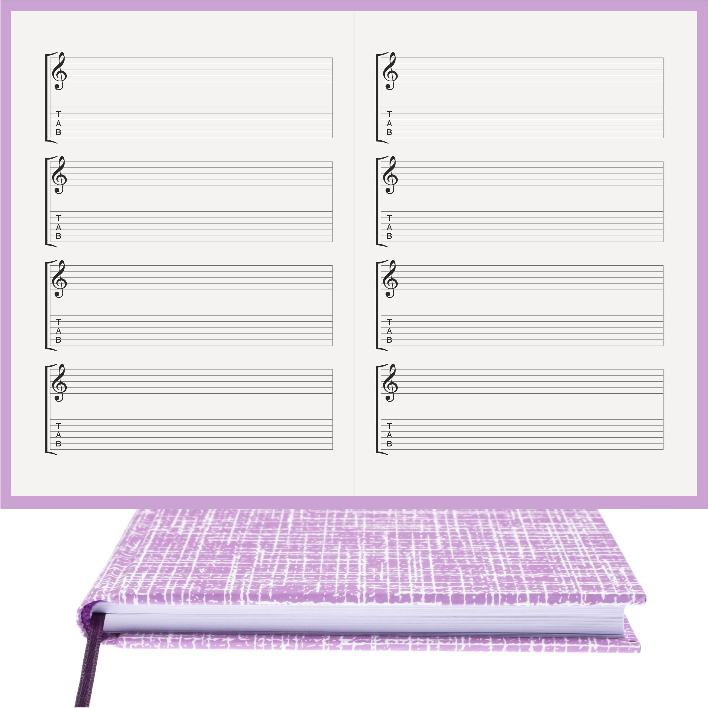 Gitar Müzik Nota Defteri Soll ve Tab Anahtarlı Nota Kağıdı  – Kuşe Kağıt Ciltli