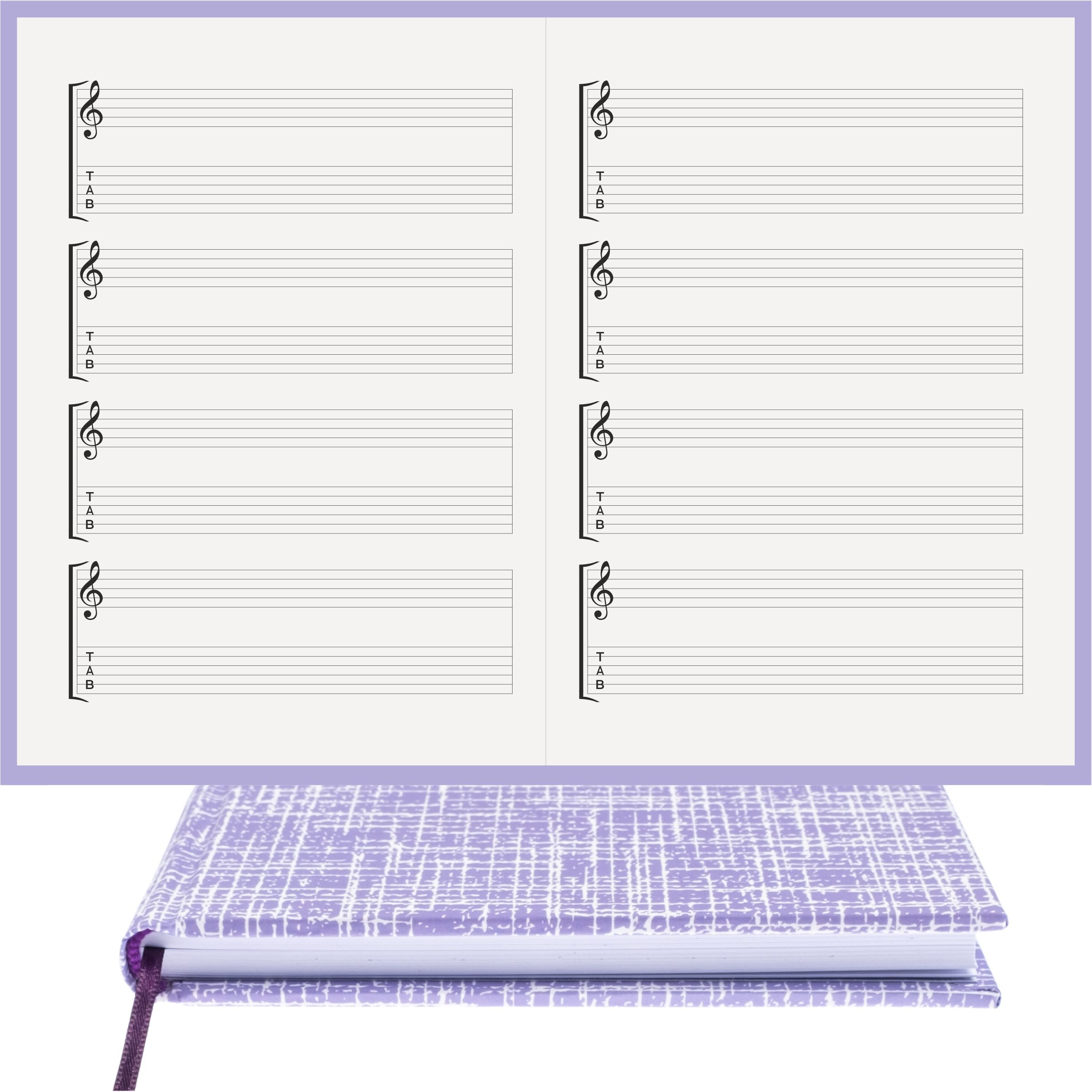 Gitar Müzik Nota Defteri Soll ve Tab Anahtarlı Nota Kağıdı  – Kuşe Kağıt Ciltli