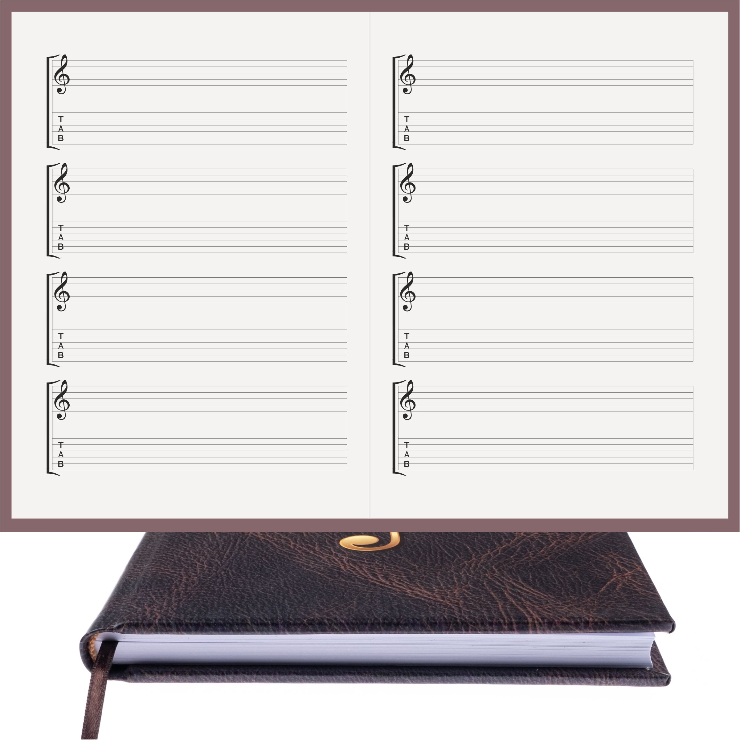 Gitar Müzik Nota Defteri Soll ve Tab Anahtarlı Nota Kağıdı  – Kuşe Kağıt Ciltli