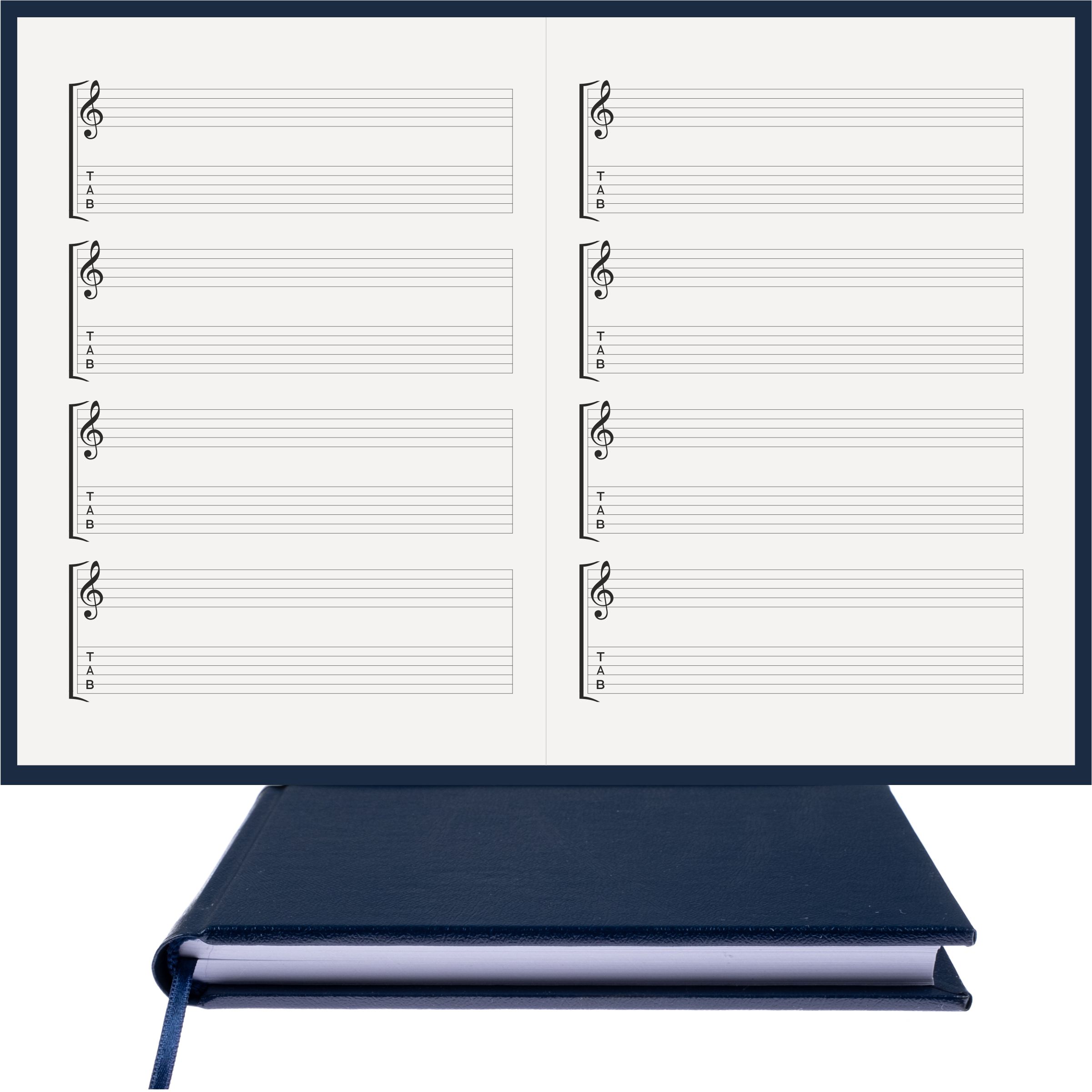 Gitar Müzik Nota Defteri Soll ve Tab Anahtarlı Nota Kağıdı – Termo Deri Ciltli