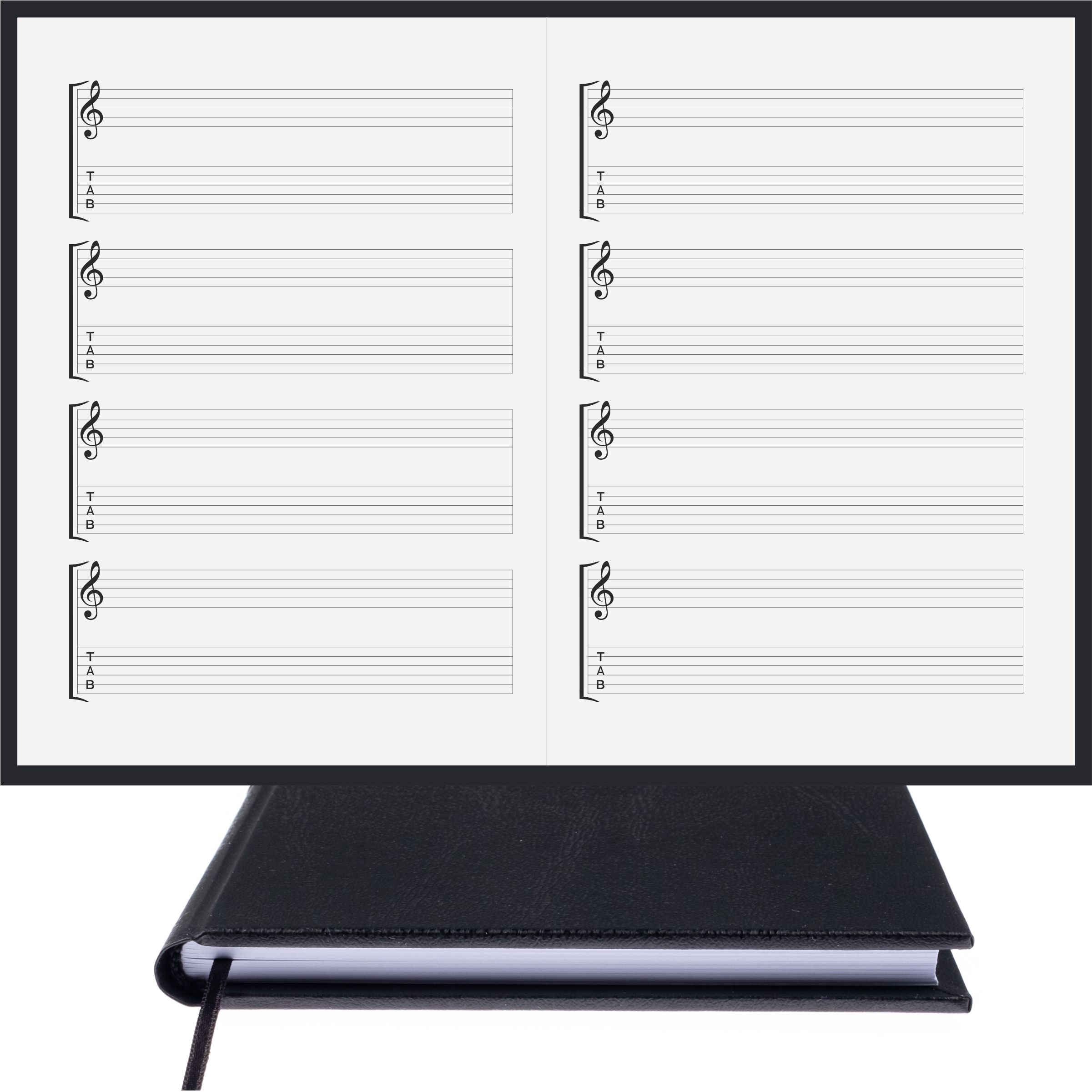 Gitar Müzik Nota Defteri Soll ve Tab Anahtarlı Nota Kağıdı – Termo Deri Ciltli