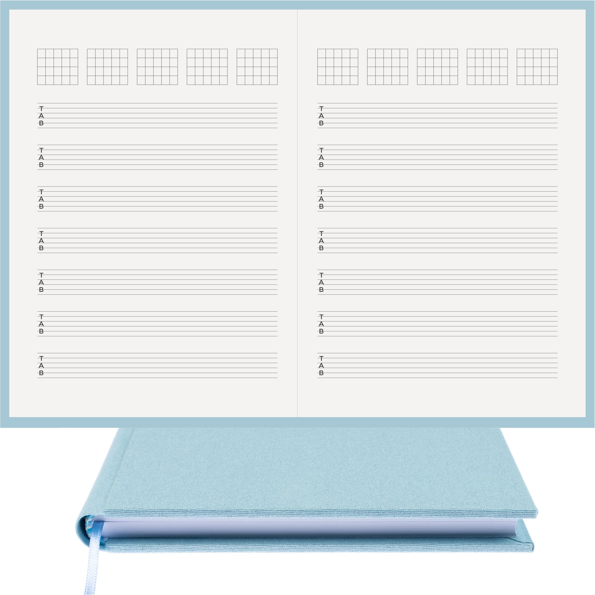 Gitar Müzik Nota Defteri Tab Anahtarlı Akortlu Nota Kağıdı – Viskon Kumaş Ciltli