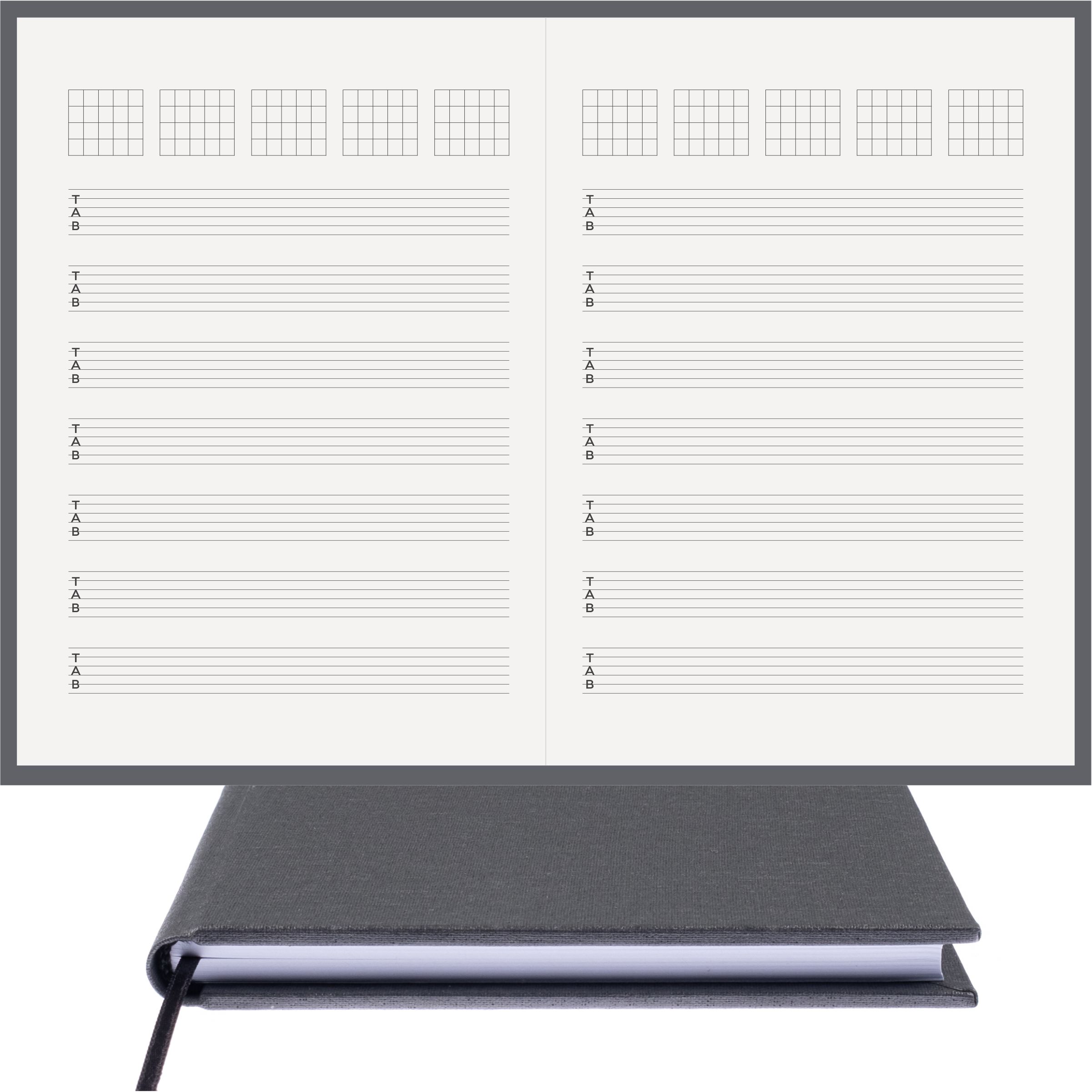 Gitar Müzik Nota Defteri Tab Anahtarlı Akortlu Nota Kağıdı - Hakiki Cilt Bezi Ciltli