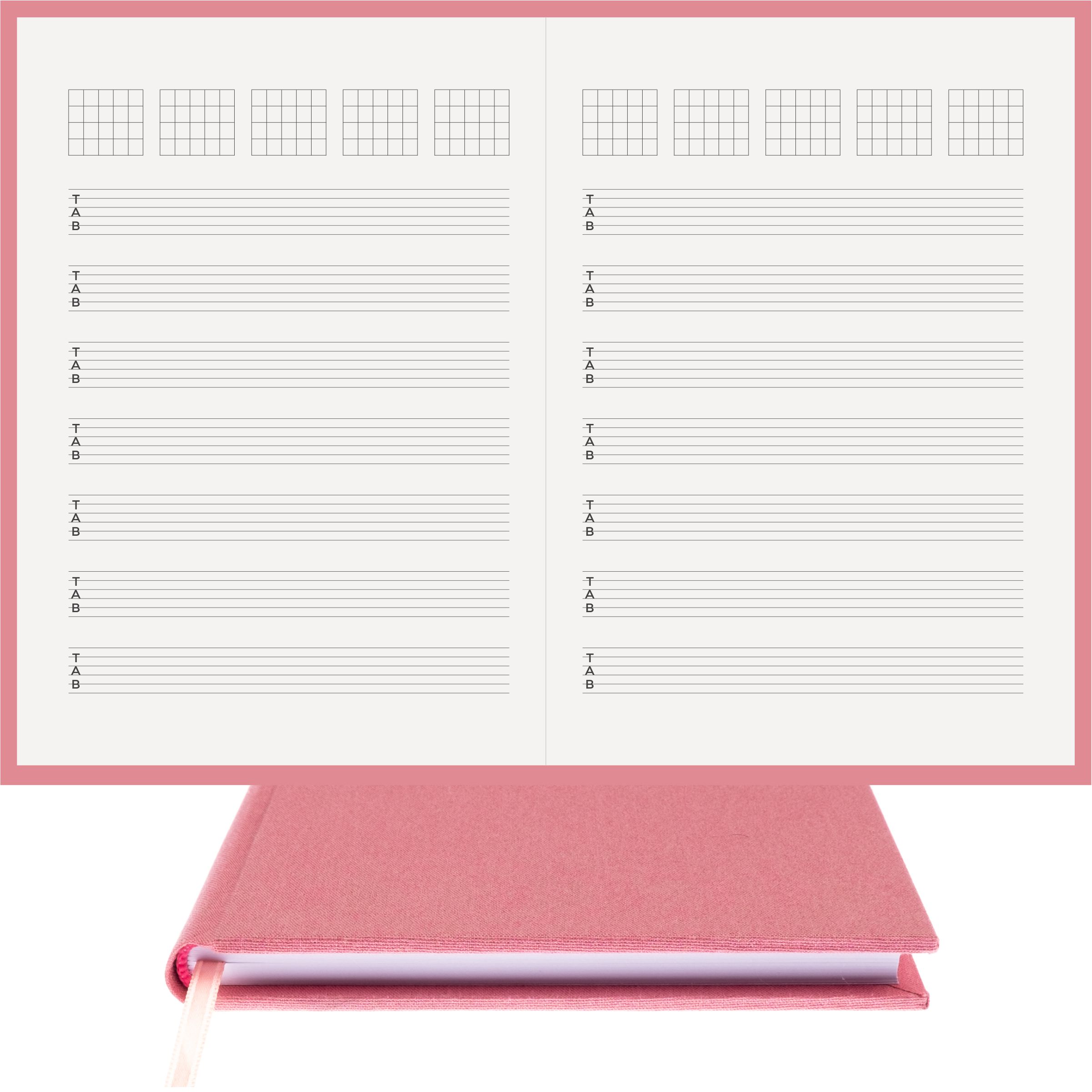 Gitar Müzik Nota Defteri Tab Anahtarlı Akortlu Nota Kağıdı – Viskon Kumaş Ciltli