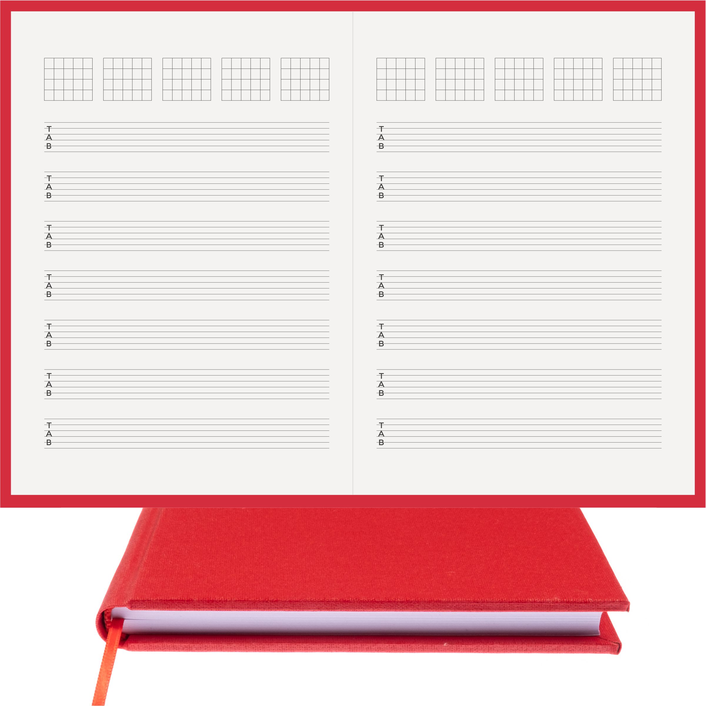 Gitar Müzik Nota Defteri Tab Anahtarlı Akortlu Nota Kağıdı - Hakiki Cilt Bezi Ciltli