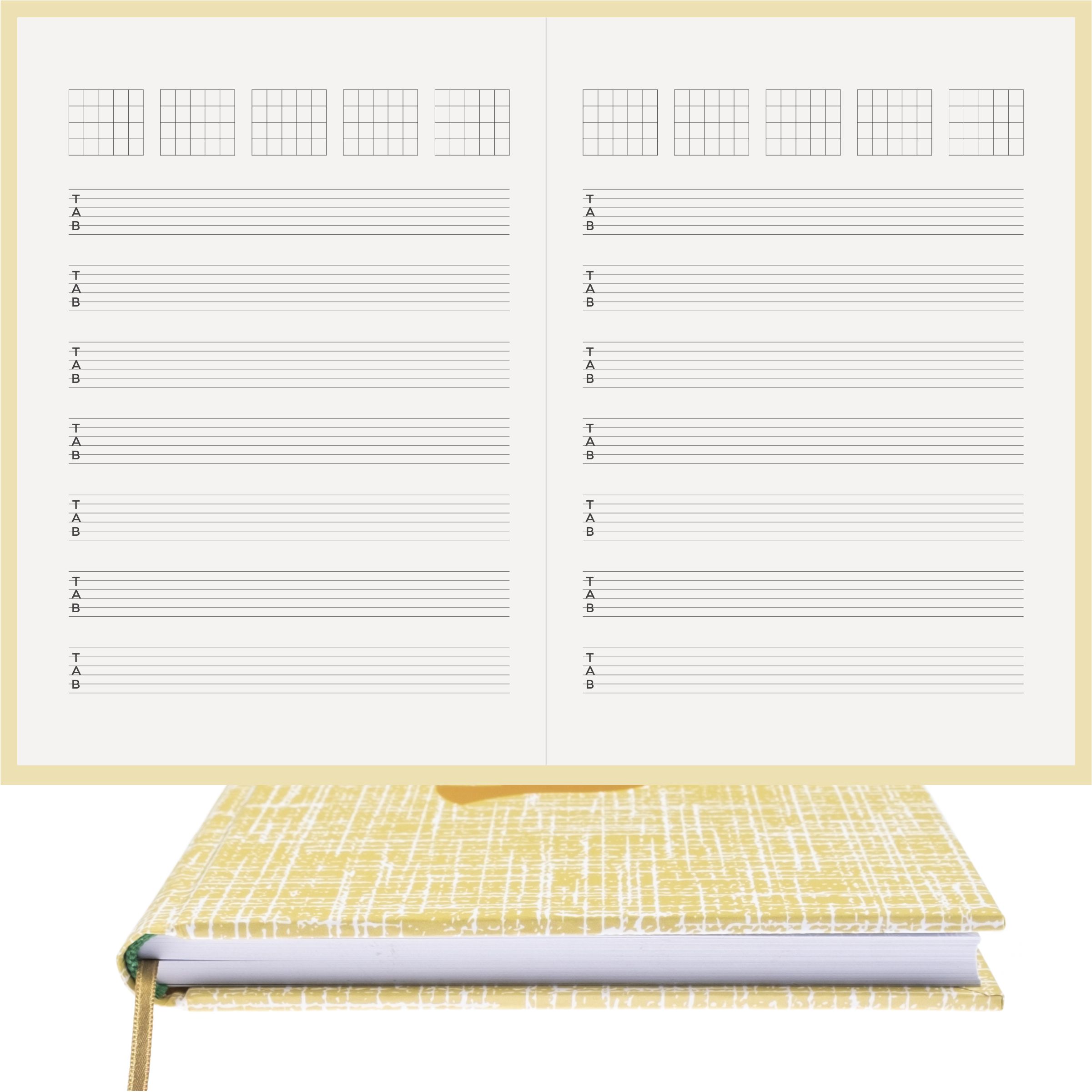 Gitar Müzik Nota Defteri Tab Anahtarlı Akortlu Nota Kağıdı  – Kuşe Kağıt Ciltli