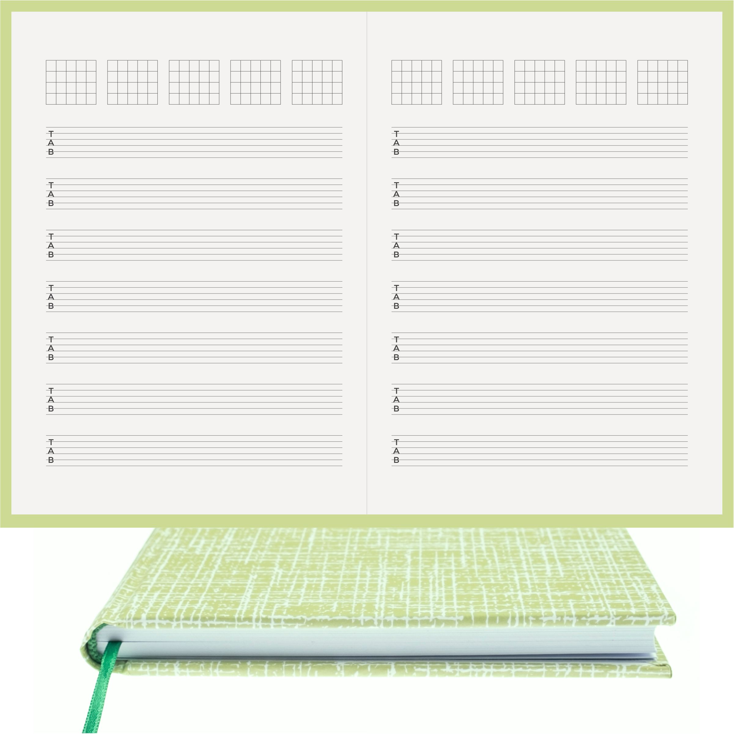 Gitar Müzik Nota Defteri Tab Anahtarlı Akortlu Nota Kağıdı  – Kuşe Kağıt Ciltli