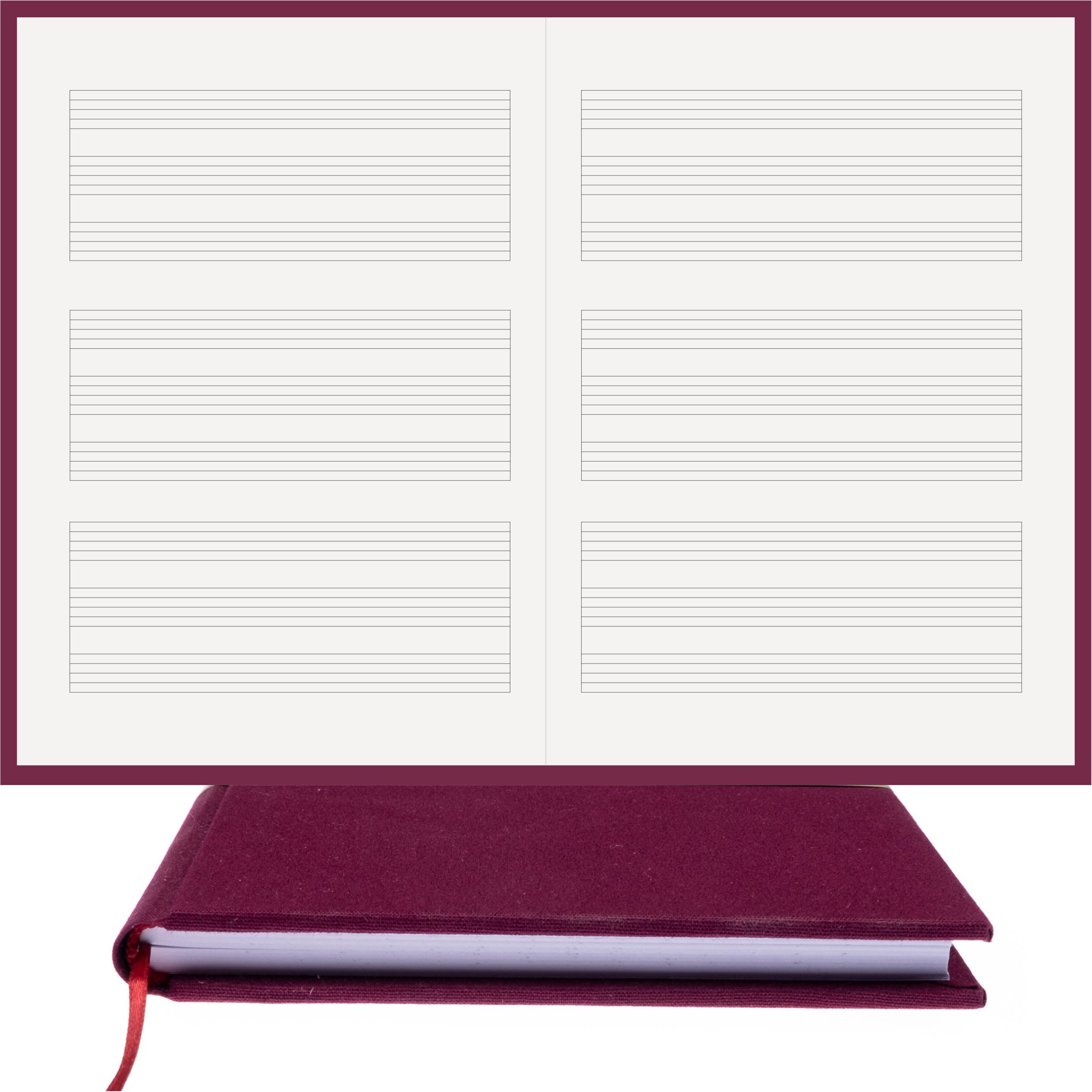 Piyano Müzik Nota Defteri - Anahtarsız Üçlü Nota Kağıdı – Viskon Kumaş