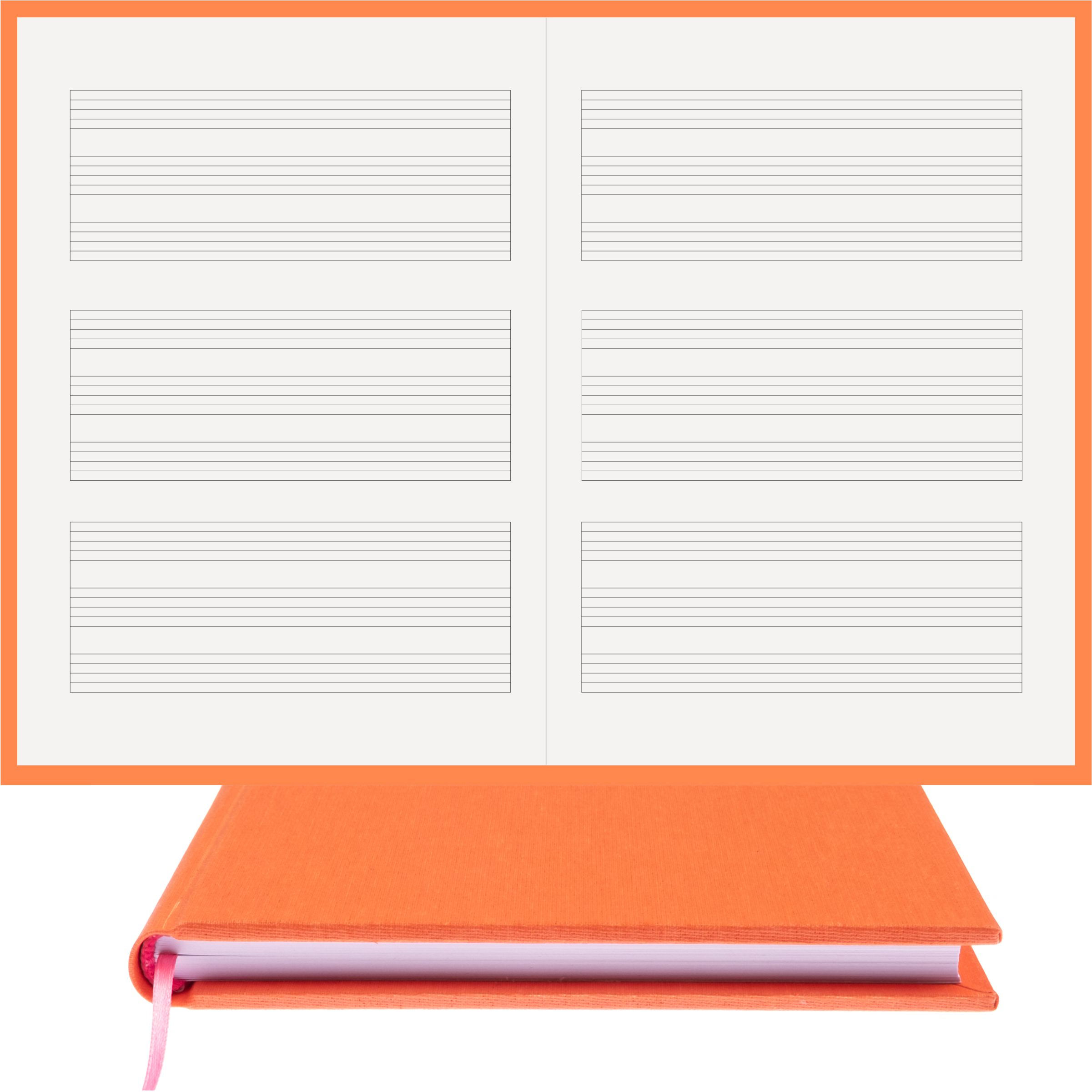 Piyano Müzik Nota Defteri - Anahtarsız Üçlü Nota Kağıdı - Hakiki Cilt Bezi