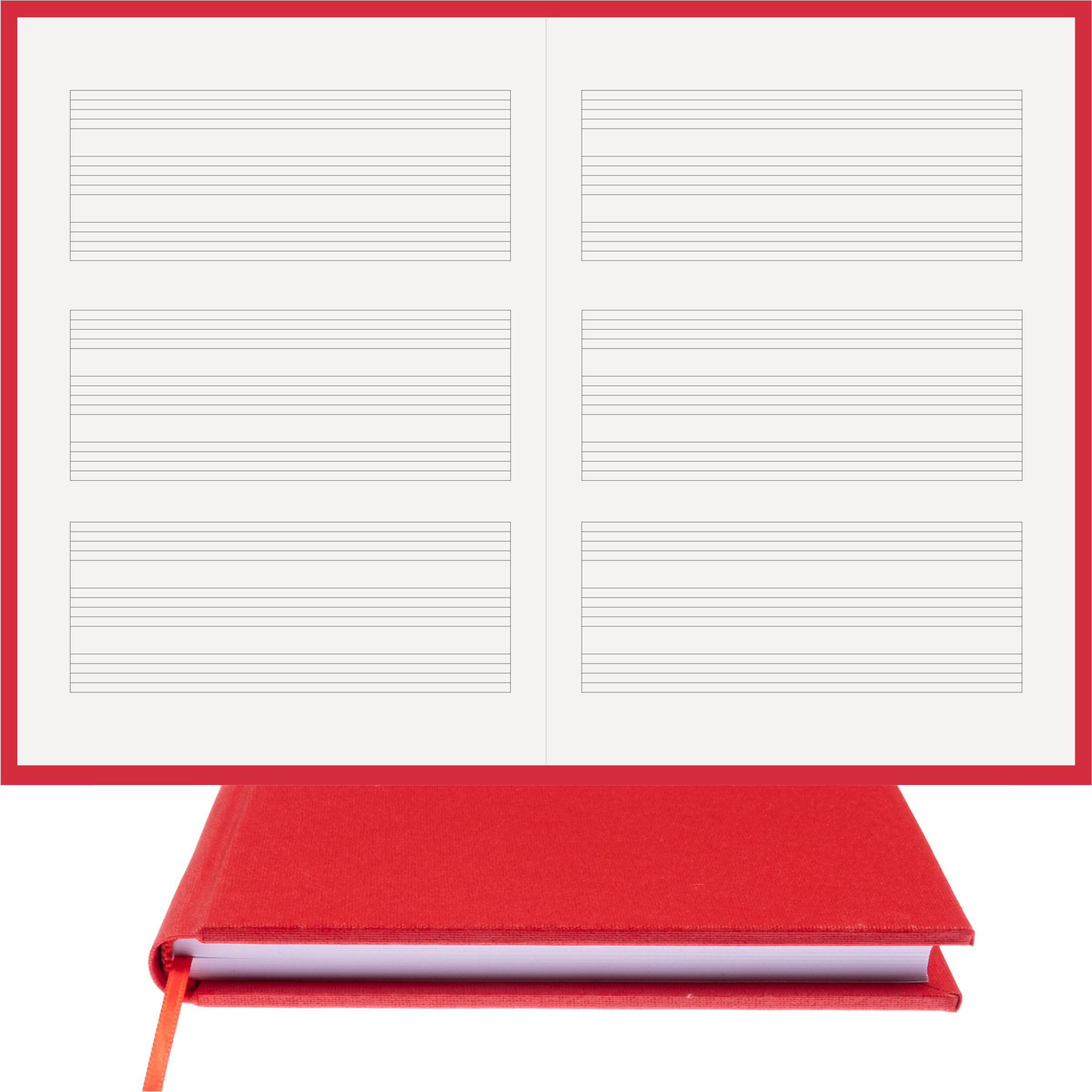 Piyano Müzik Nota Defteri - Anahtarsız Üçlü Nota Kağıdı - Hakiki Cilt Bezi